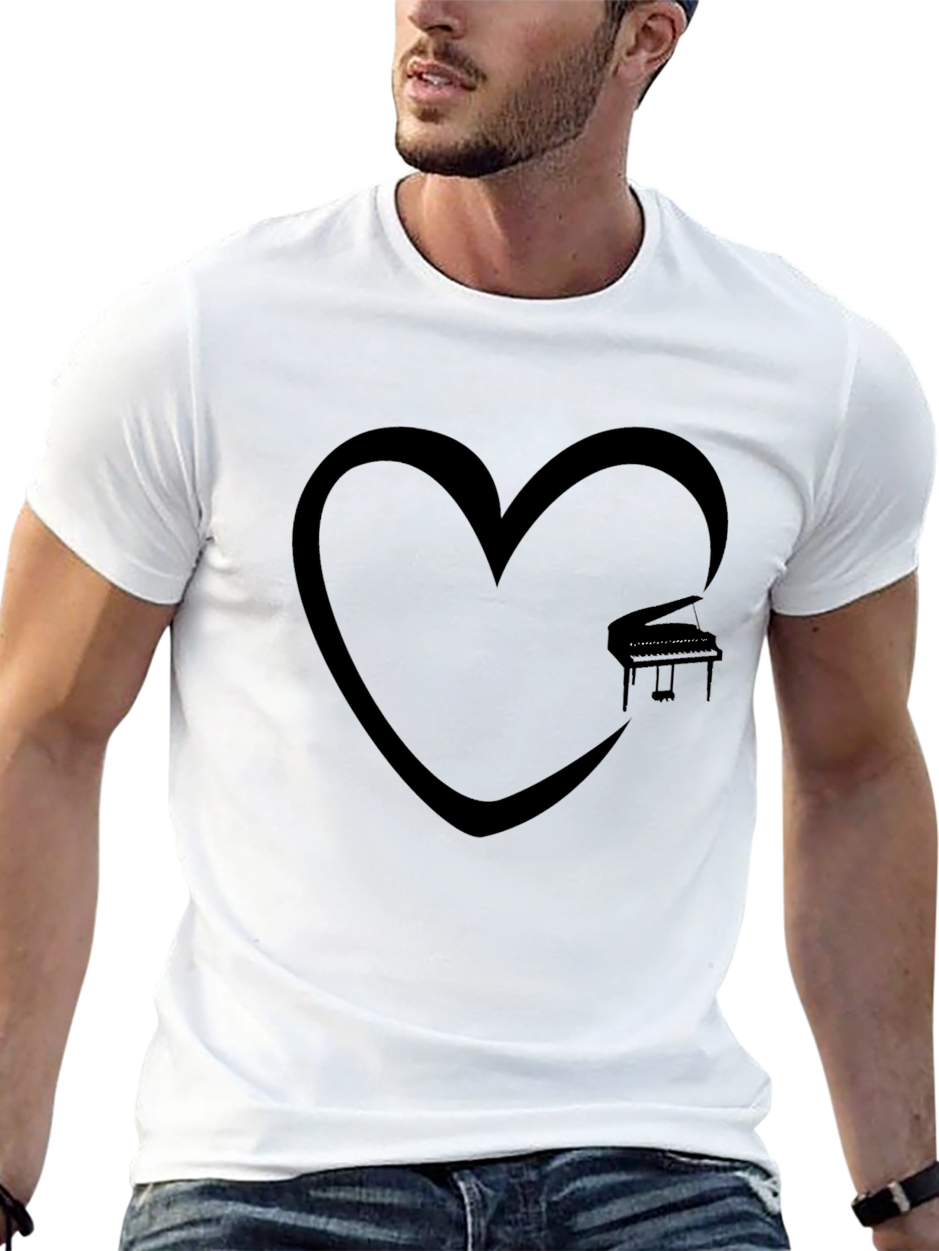 Piano Heart Graphic Tee - Music Lover Shirt