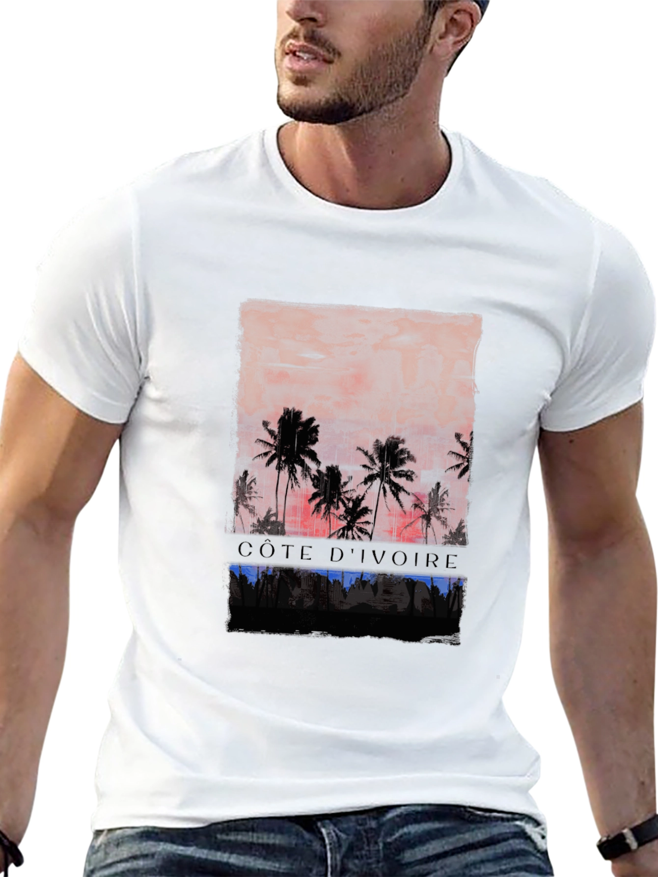 Côte dIvoire Palm Sunset Graphic Tee