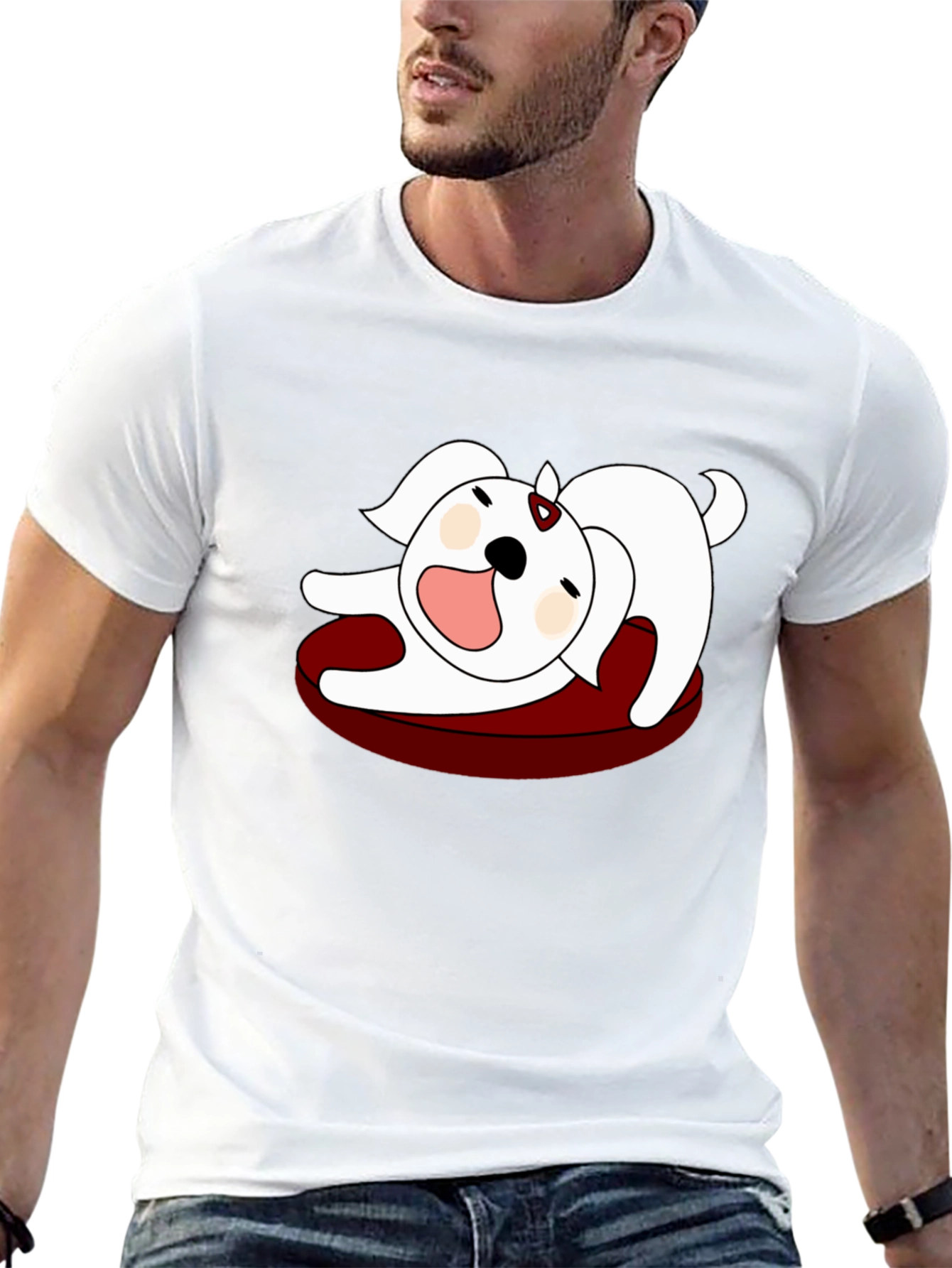 Cartoon Dog Graphic Tee - Relaxed Fit