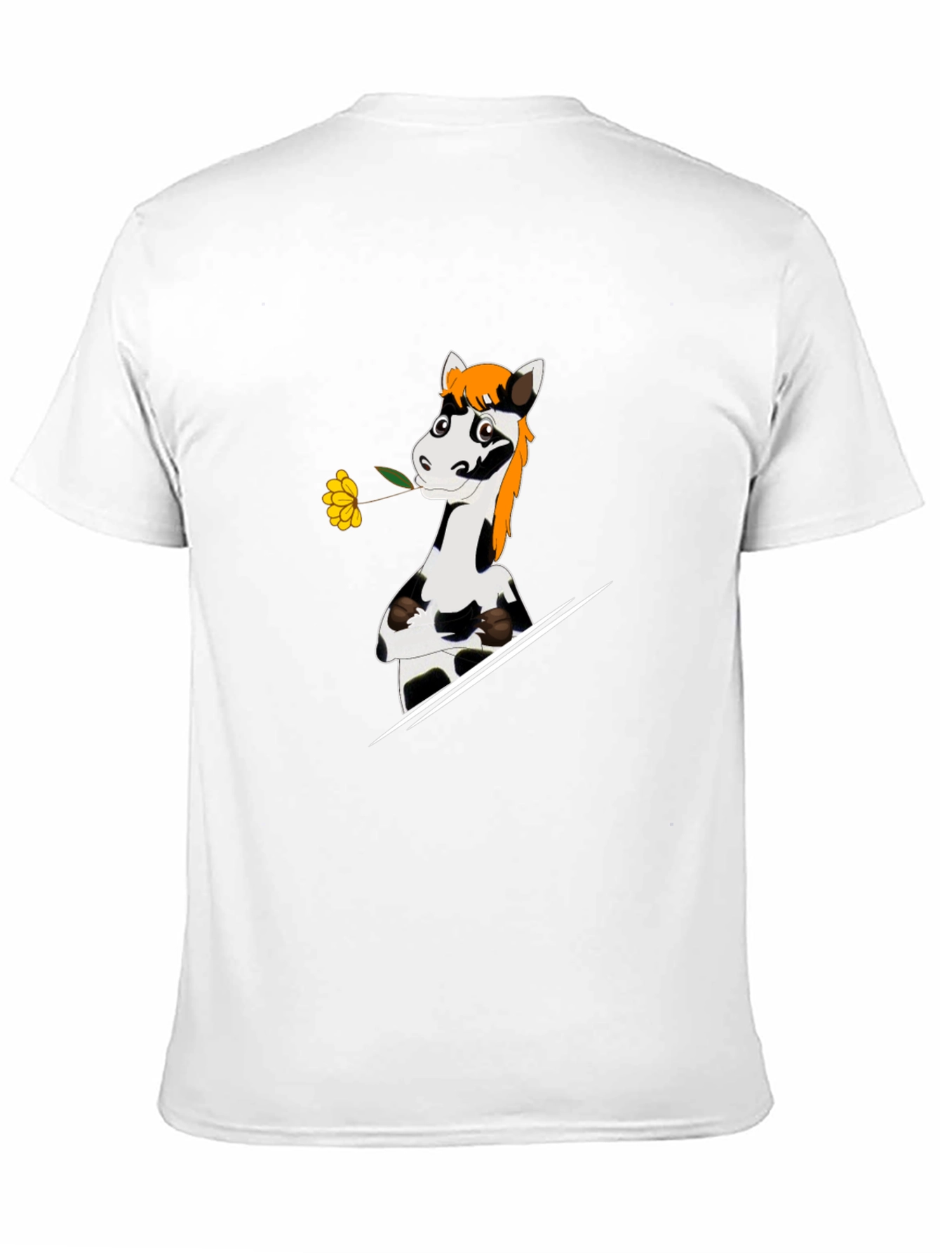 Cartoon Horse with Flower Graphic T-Shirt