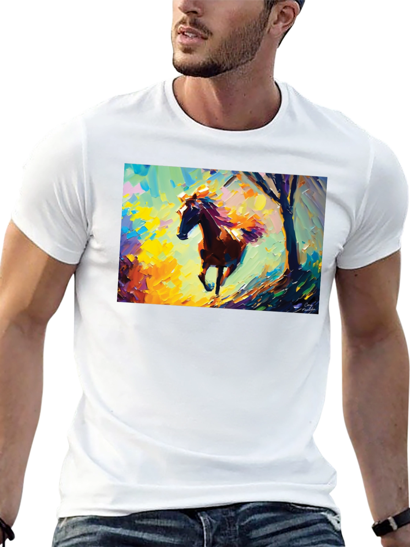 Horse Art Graphic Tee - Stylish Black T-Shirt