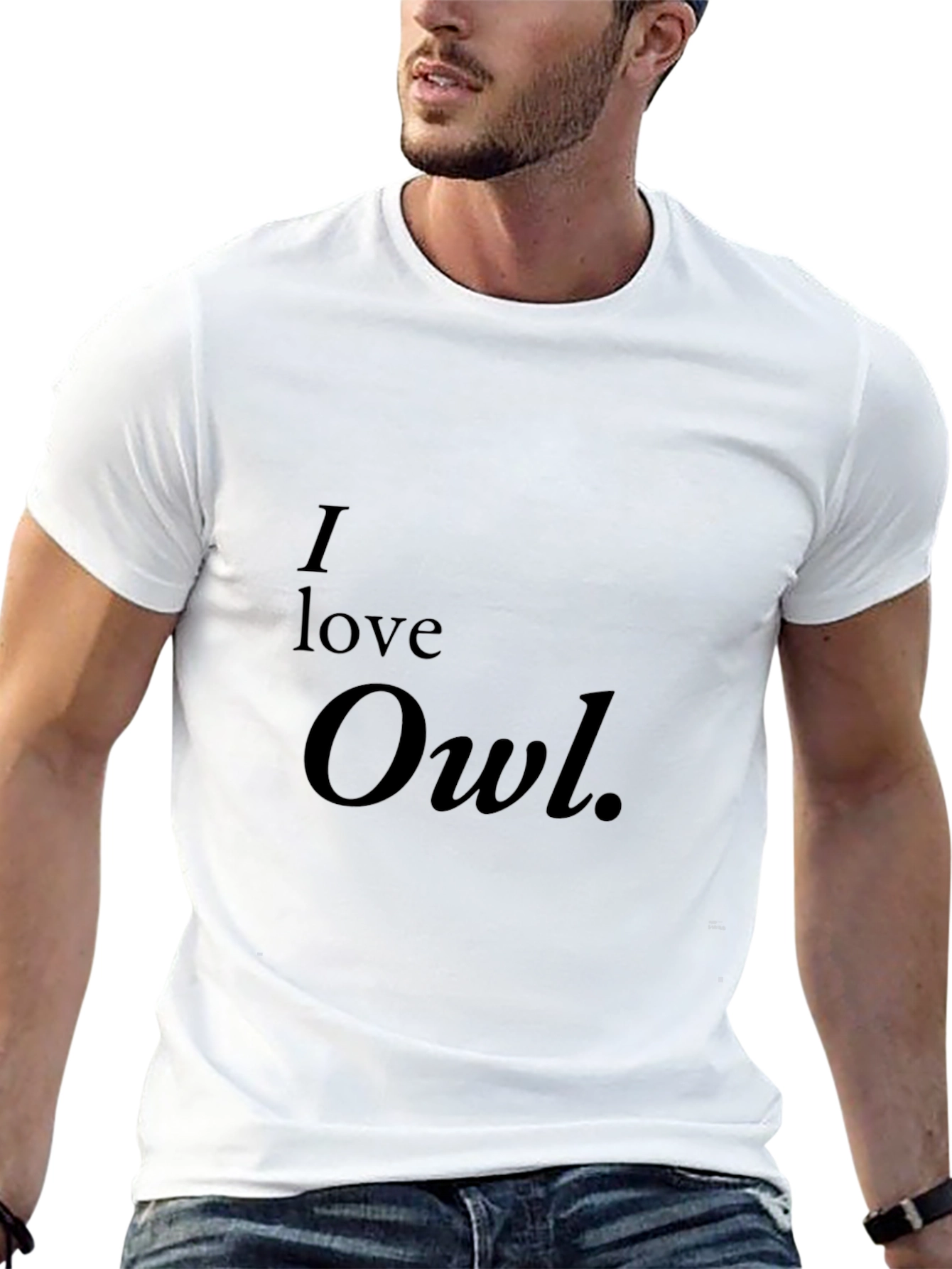 I Love Owl Graphic Black T-Shirt