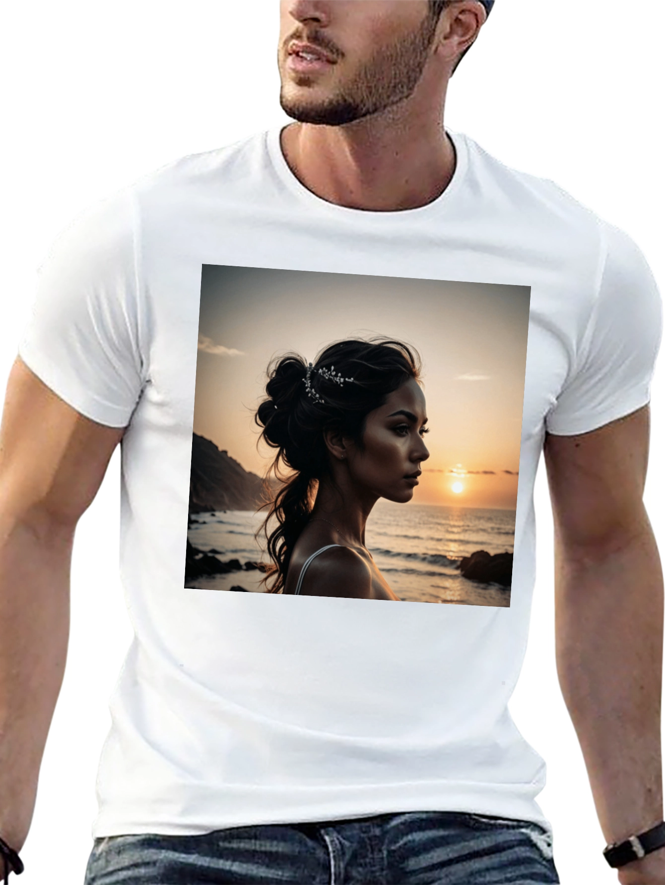 Sunset Beauty Graphic Tee - Classic Black Cotton