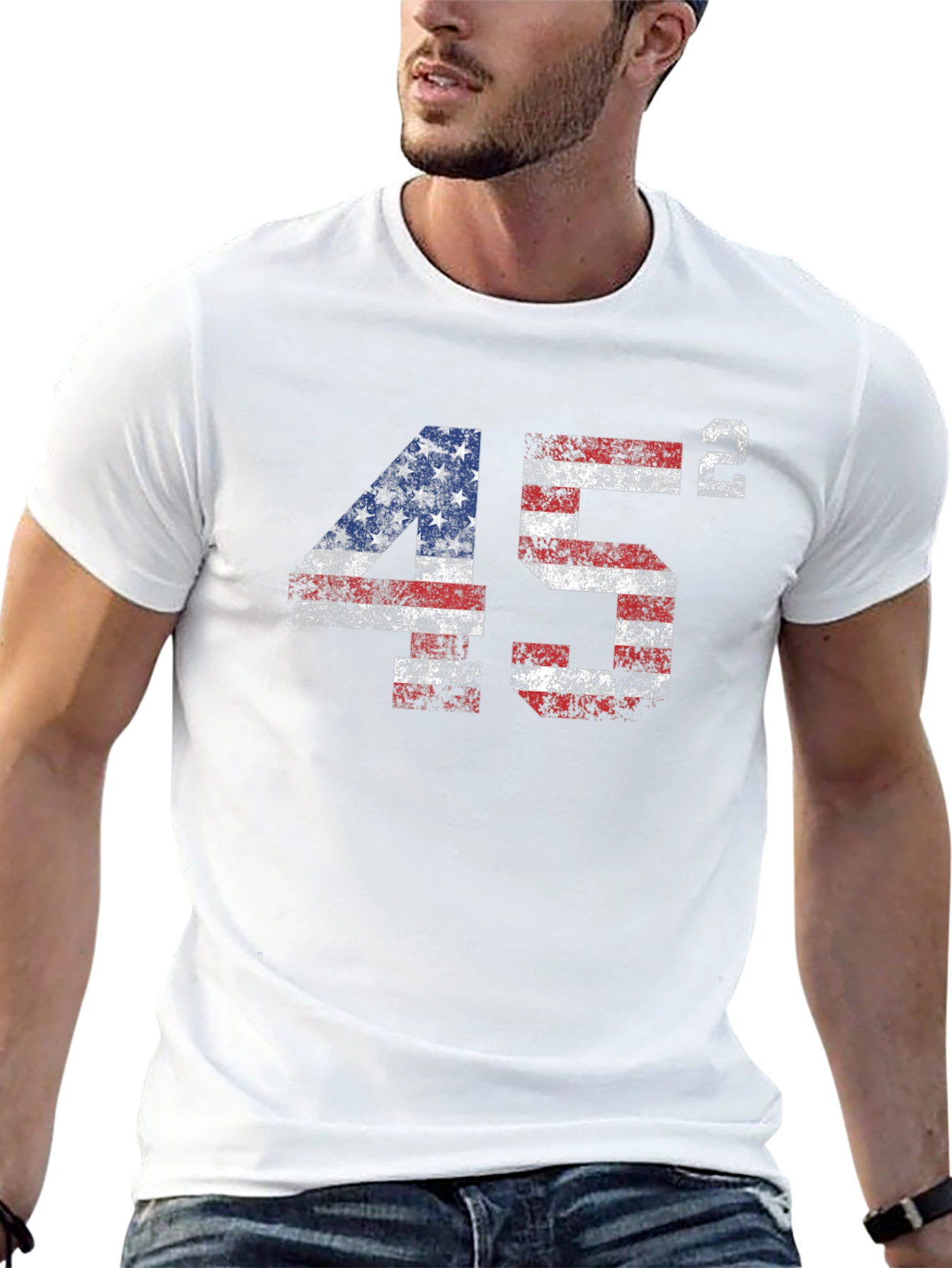 45 Squared USA Flag Graphic T-Shirt