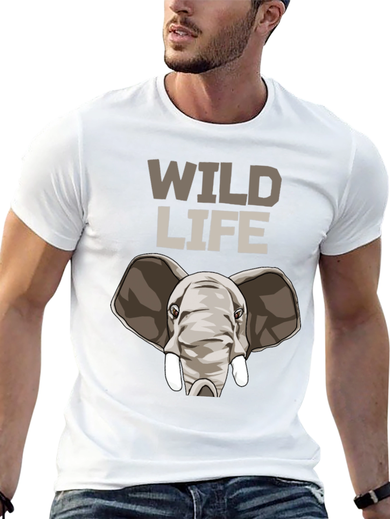 Wildlife Elephant Graphic Tee - Black