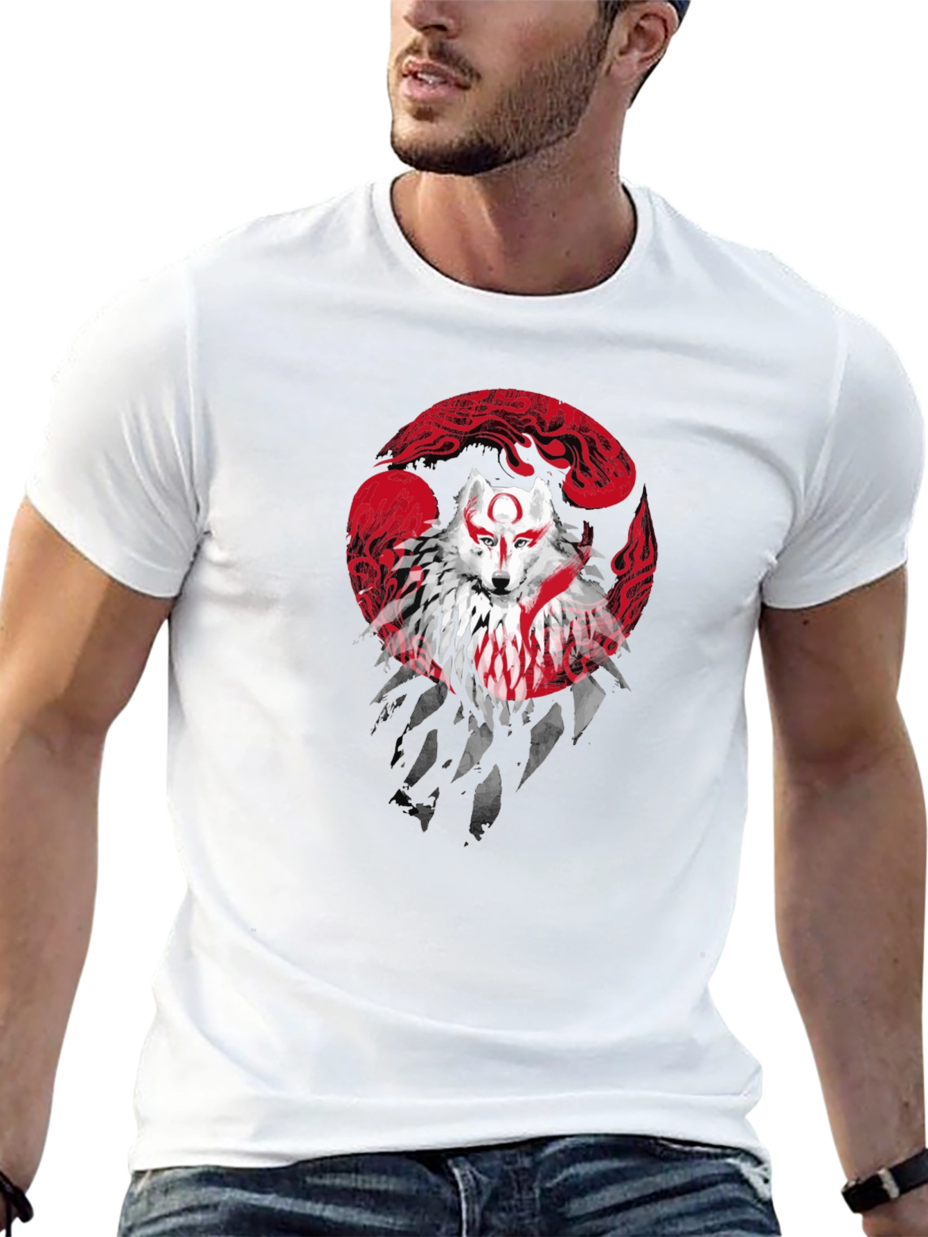 Wolf Spirit Graphic Tee - Black Cotton Blend