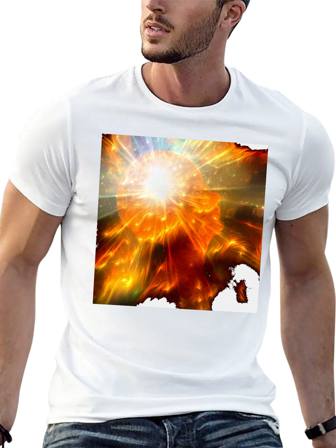 Abstract Mindscape Graphic Tee - Black Cotton Shirt