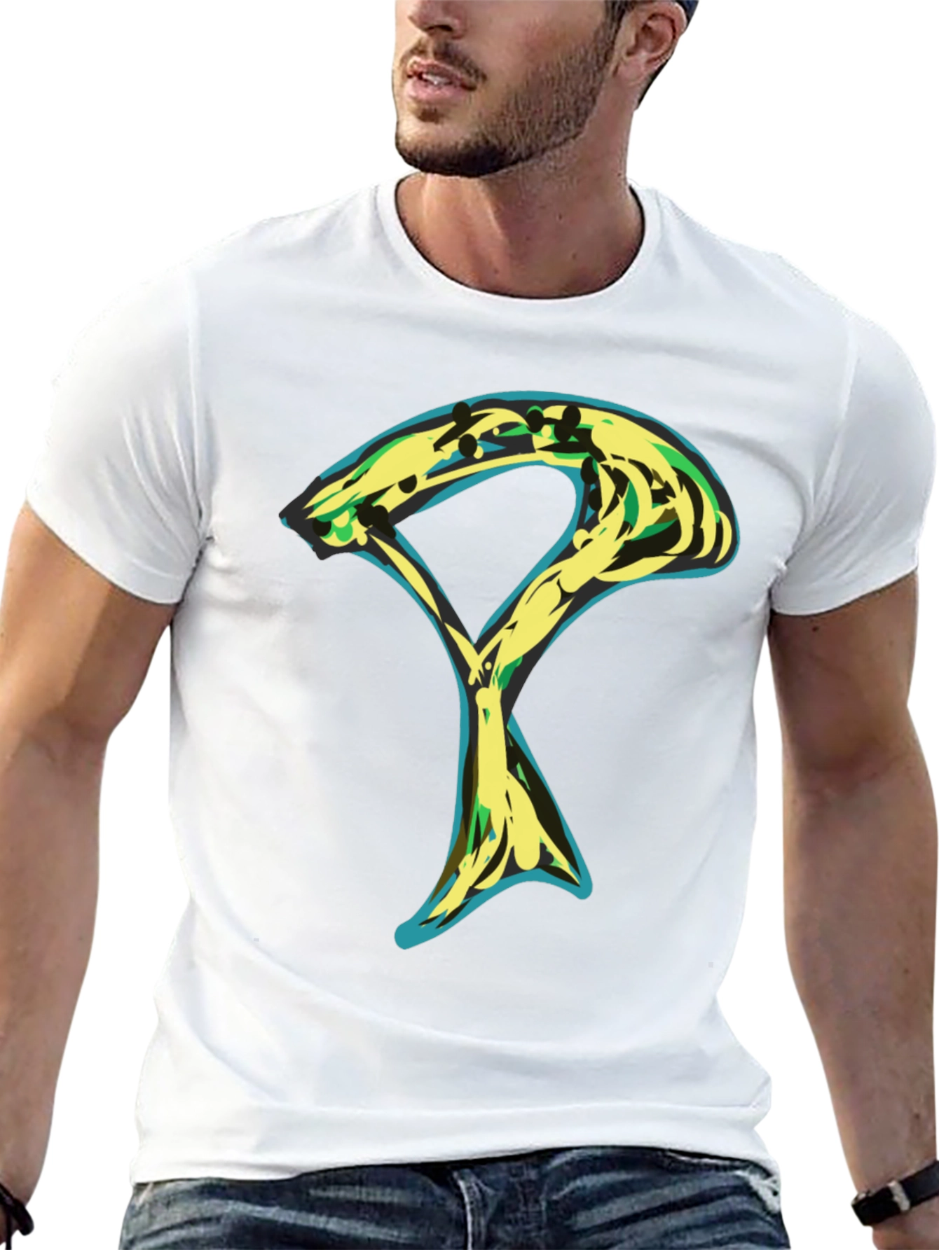 Abstract Graphic Tee - Stylish Mens Black T-Shirt