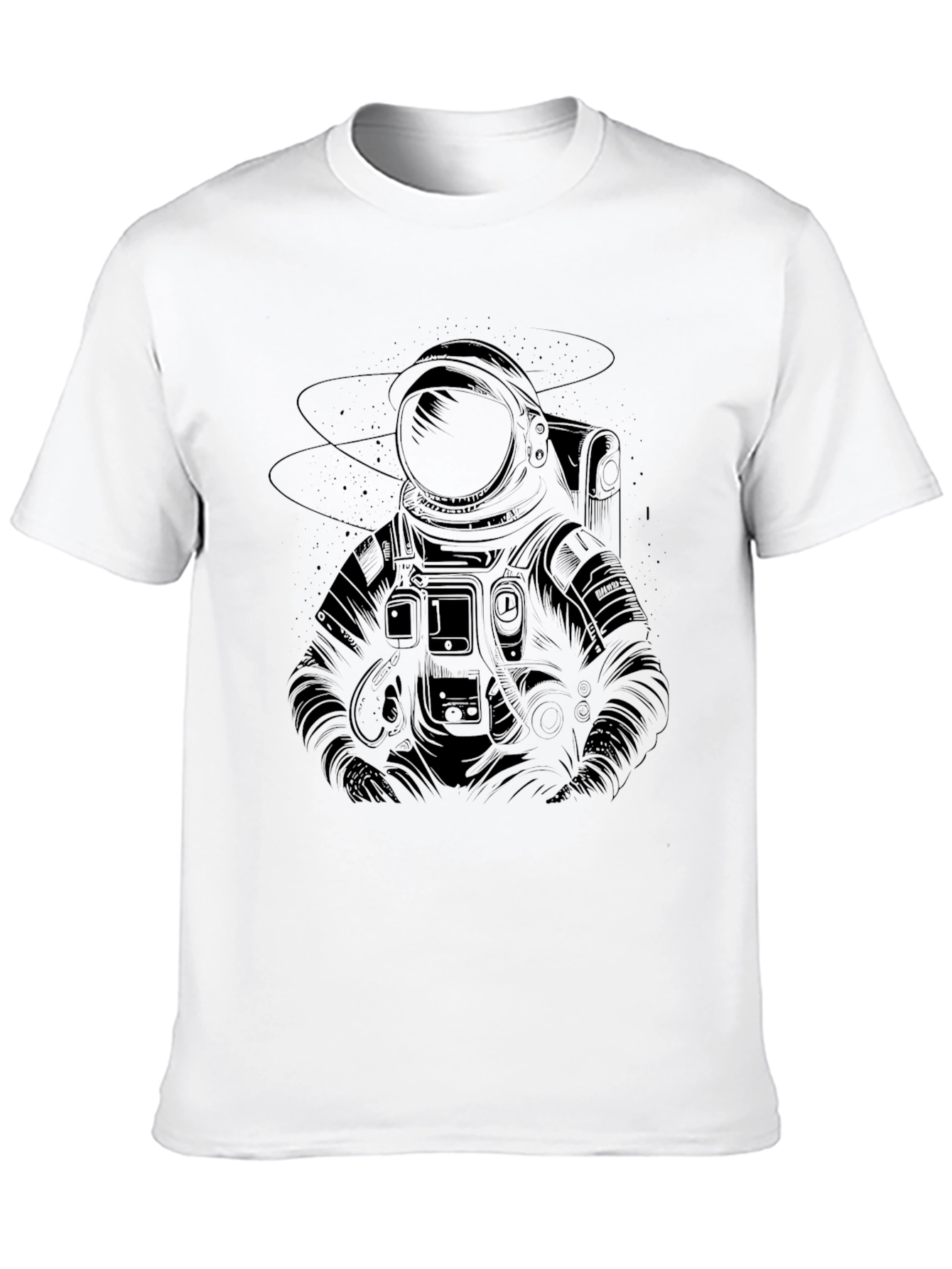Astronaut Graphic Tee - Black Cotton Casual Shirt