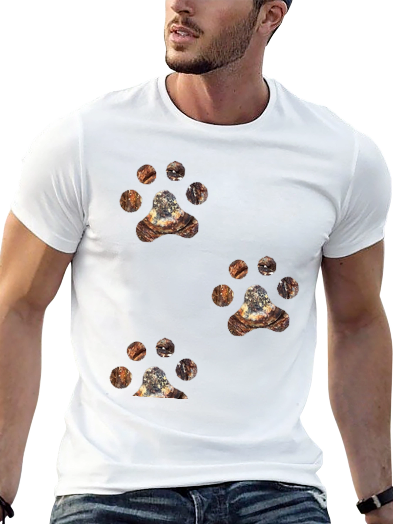 Cool Black Tee with Unique Animal Paw Prints