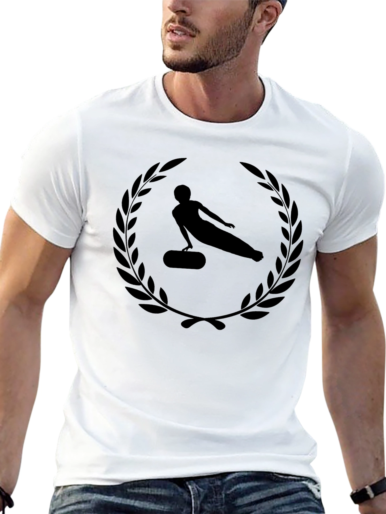 Mens Black Gymnastics Laurel Wreath Graphic Tee