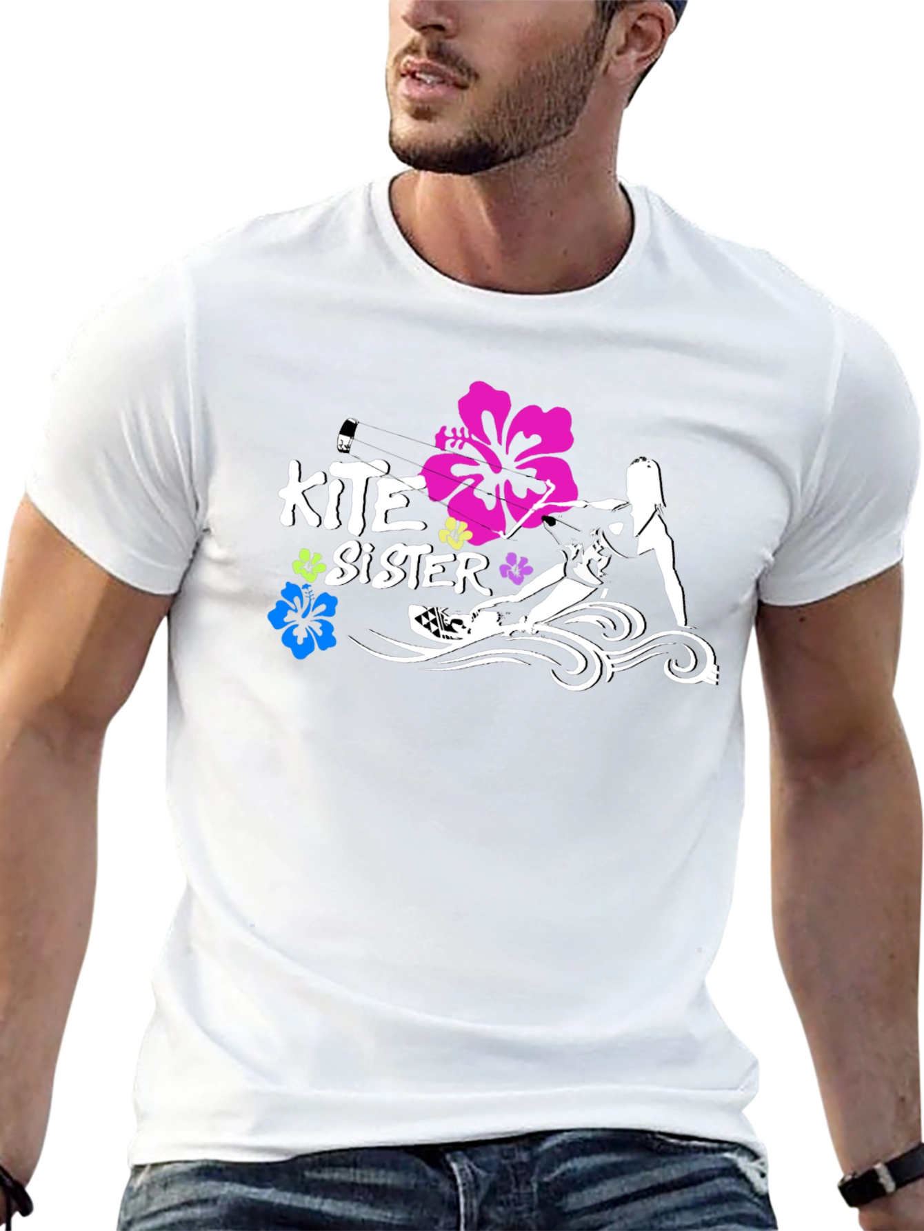Kite Sister Tee - Kitesurfing Girl Black T-Shirt