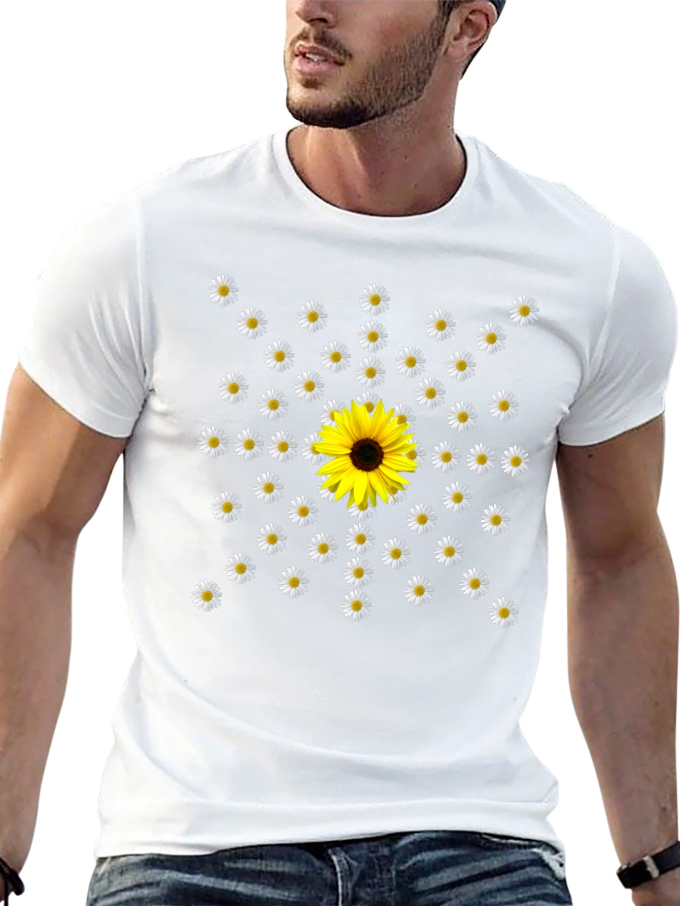 Daisy & Sunflower Graphic T-Shirt - Black
