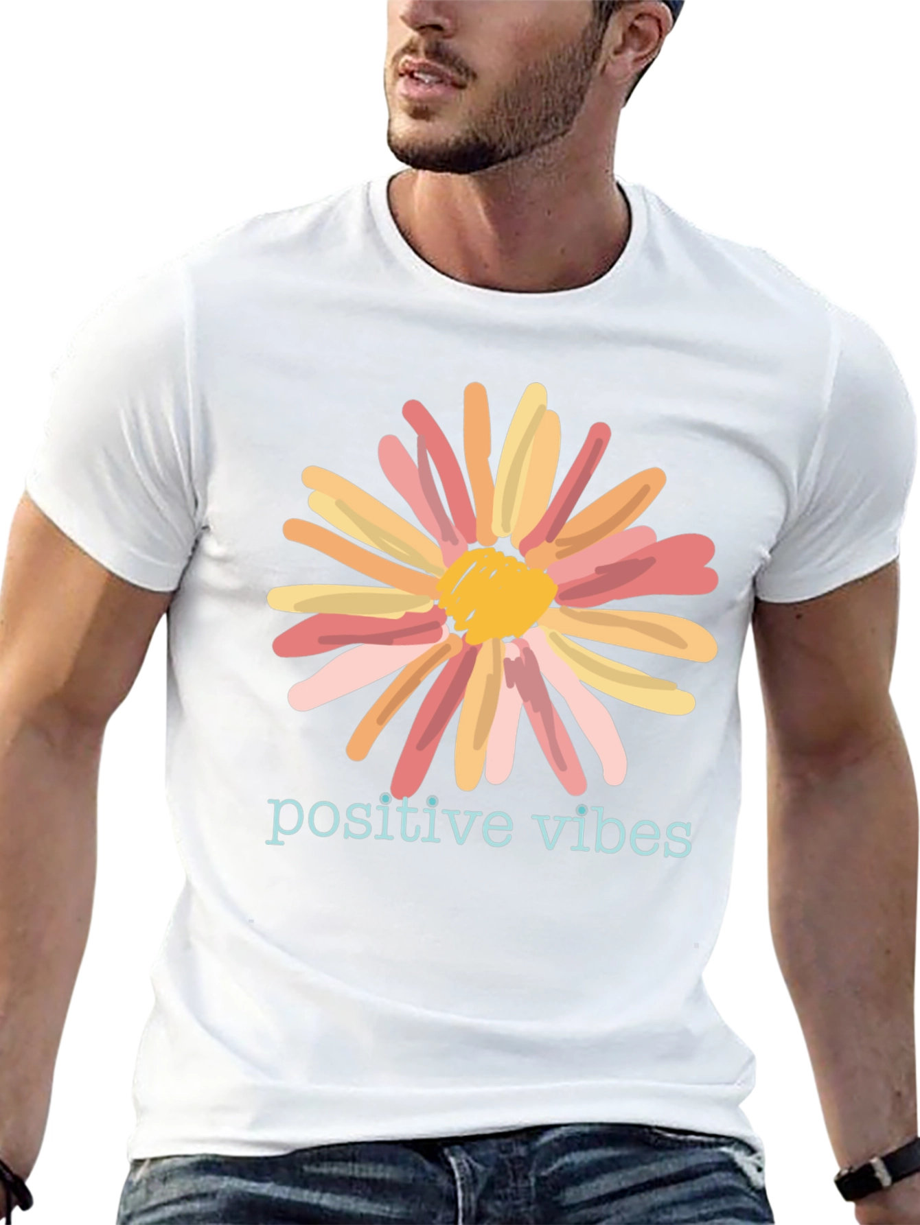 Positive Vibes Flower Graphic T-Shirt