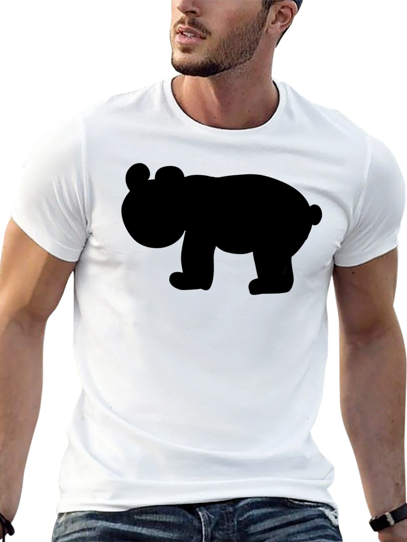 Cute Bear Graphic Black T-Shirt
