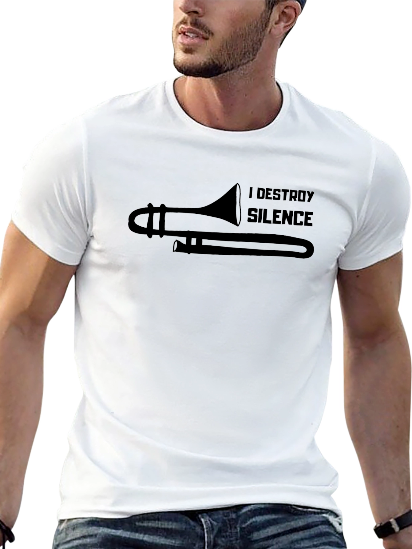 I Destroy Silence Trombone Player Black T-Shirt