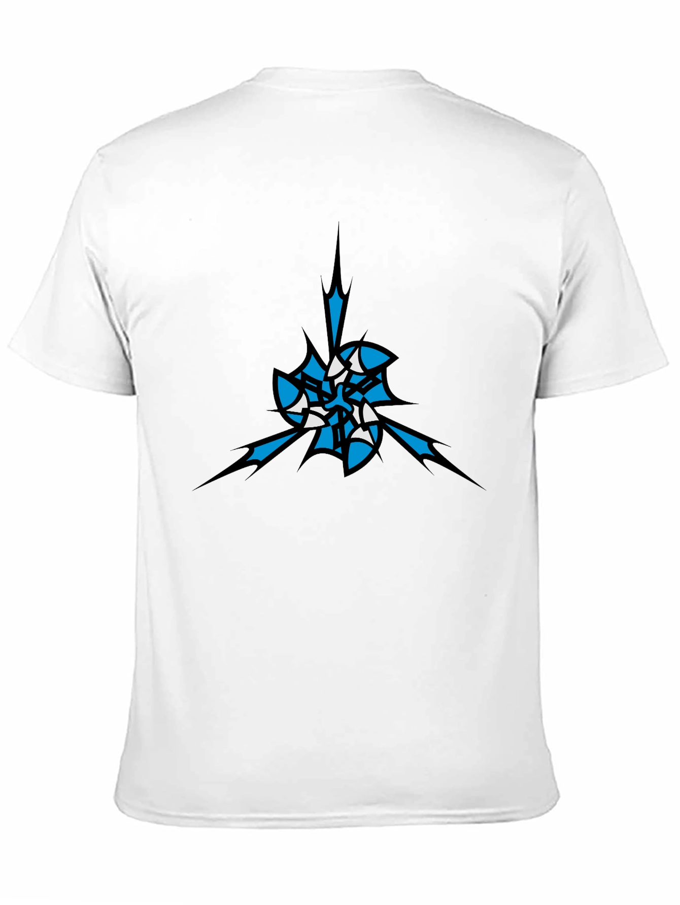 Mens Black T-Shirt with Abstract Blue & White Graphic