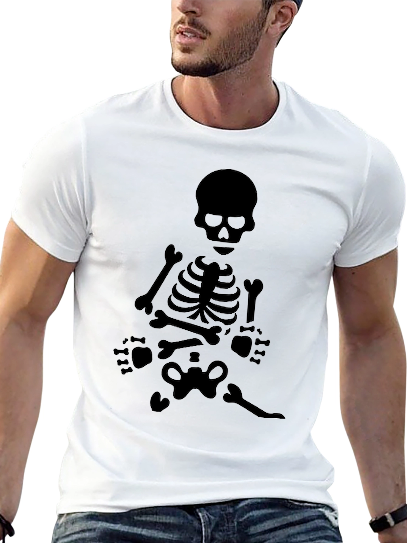 Skeleton Graphic Tee - Black Crew Neck