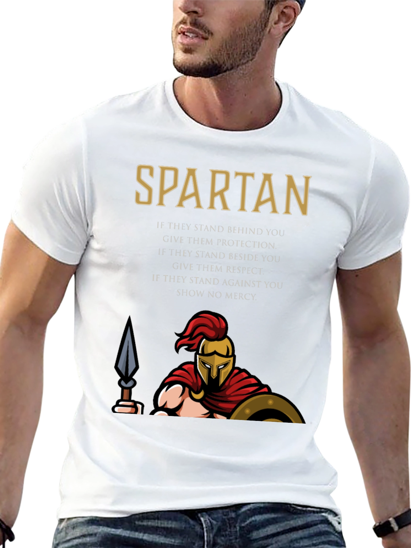 Spartan Graphic T-Shirt - Protection Respect Mercy