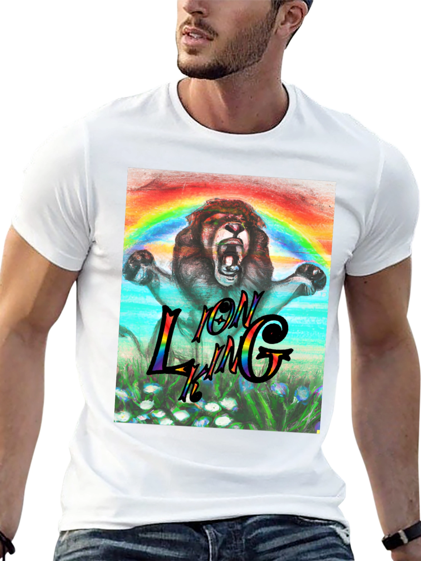Lion King Rainbow Graphic Tee - Black