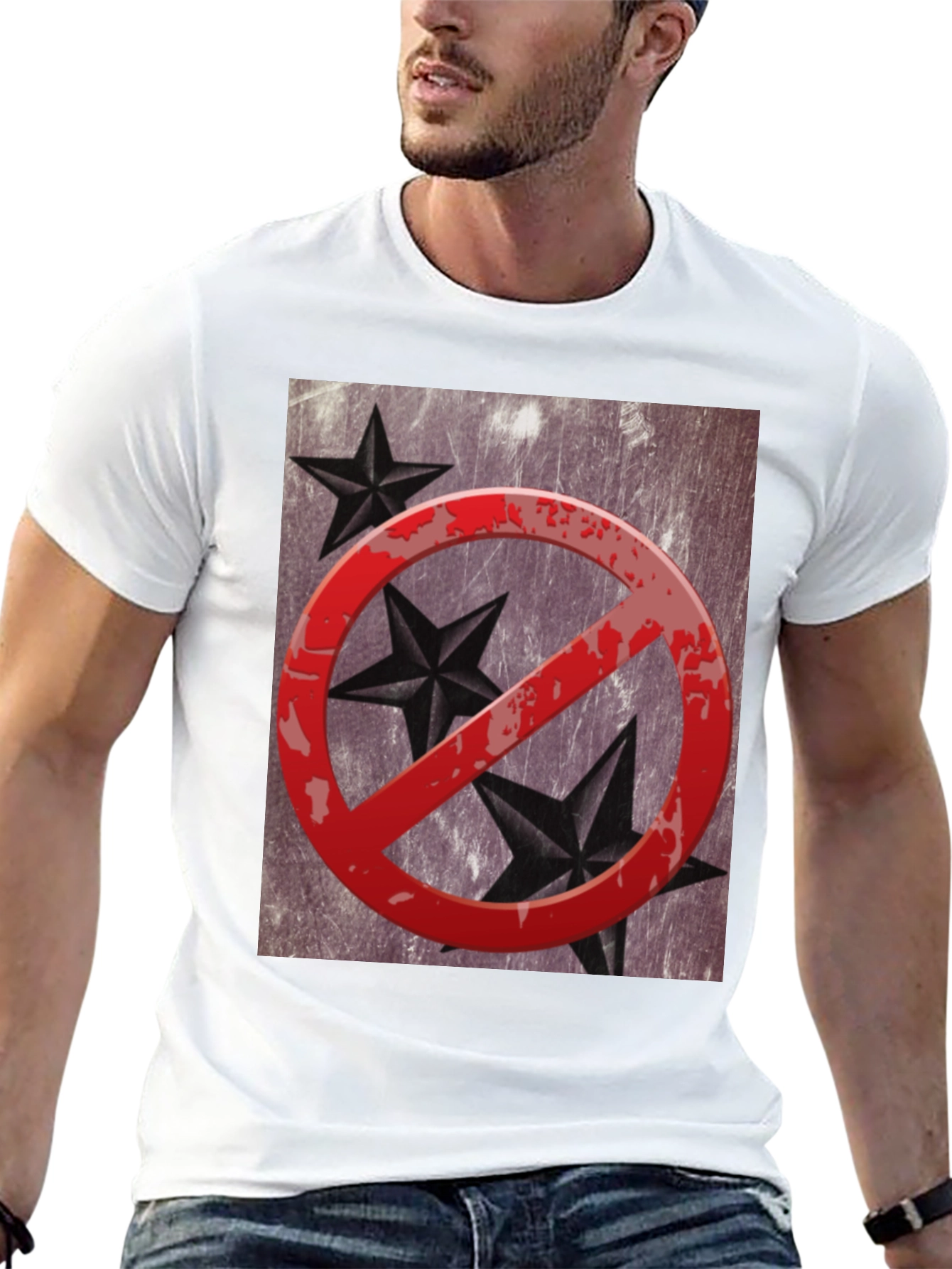 No Stars Graphic T-Shirt - Grunge Style Black Tee