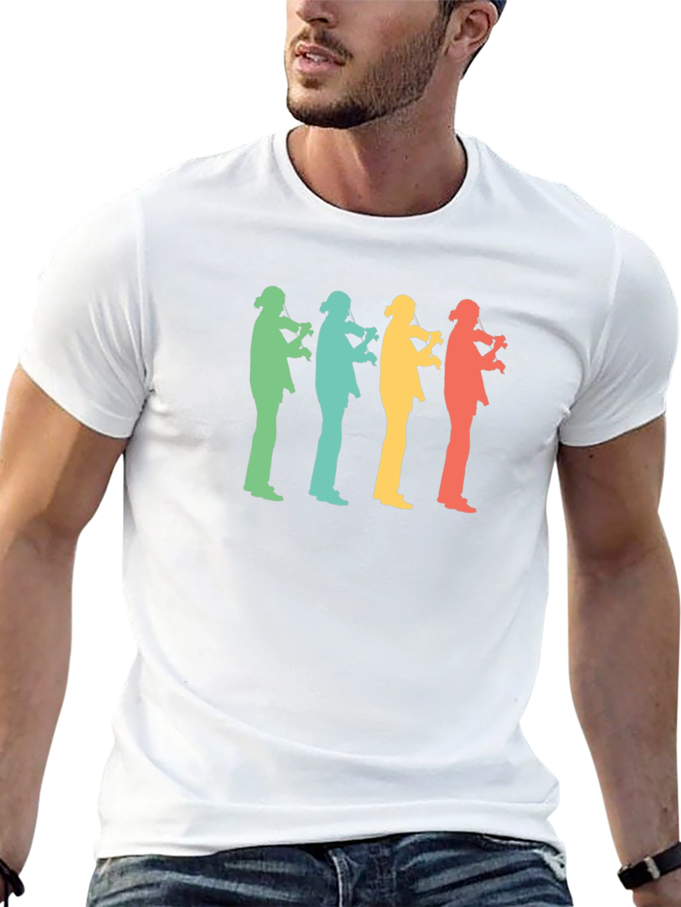 Retro Musician T-Shirt - Black Cotton Blend