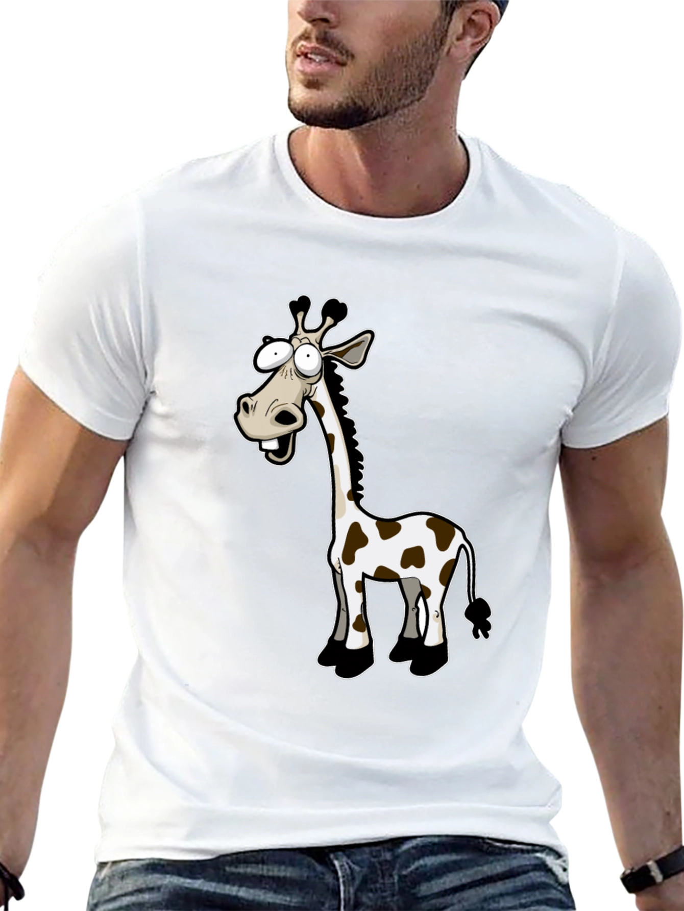 Cartoon Giraffe Black T-Shirt