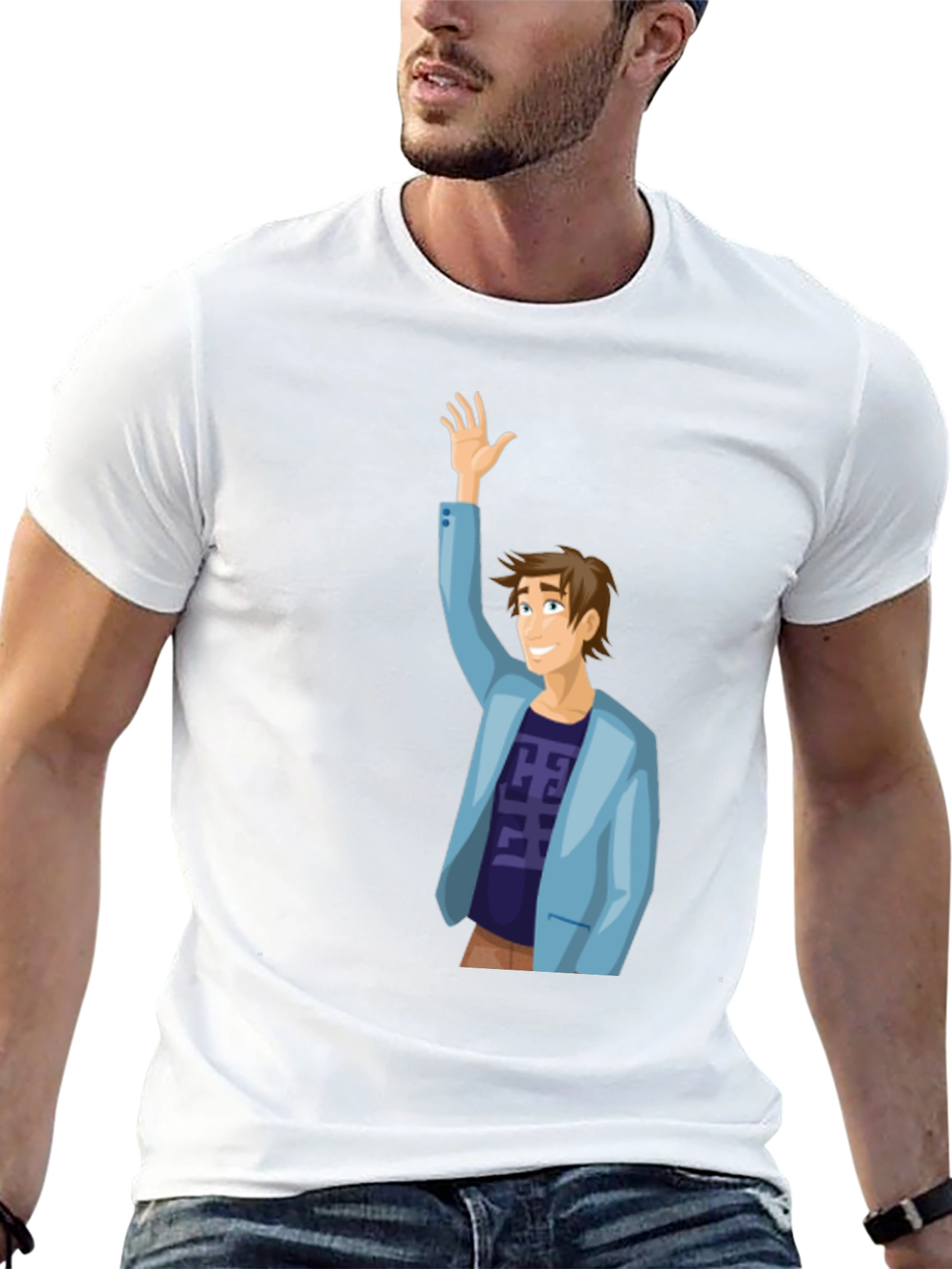 Cartoon Man Graphic T-Shirt - Black