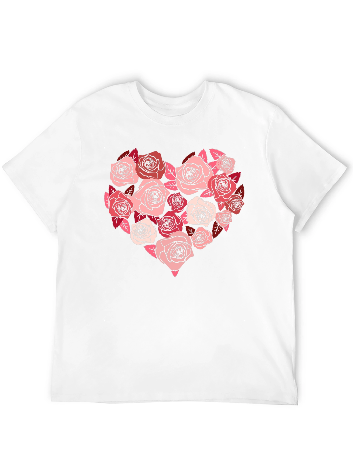 Floral Heart Graphic Tee - Black Casual T-Shirt