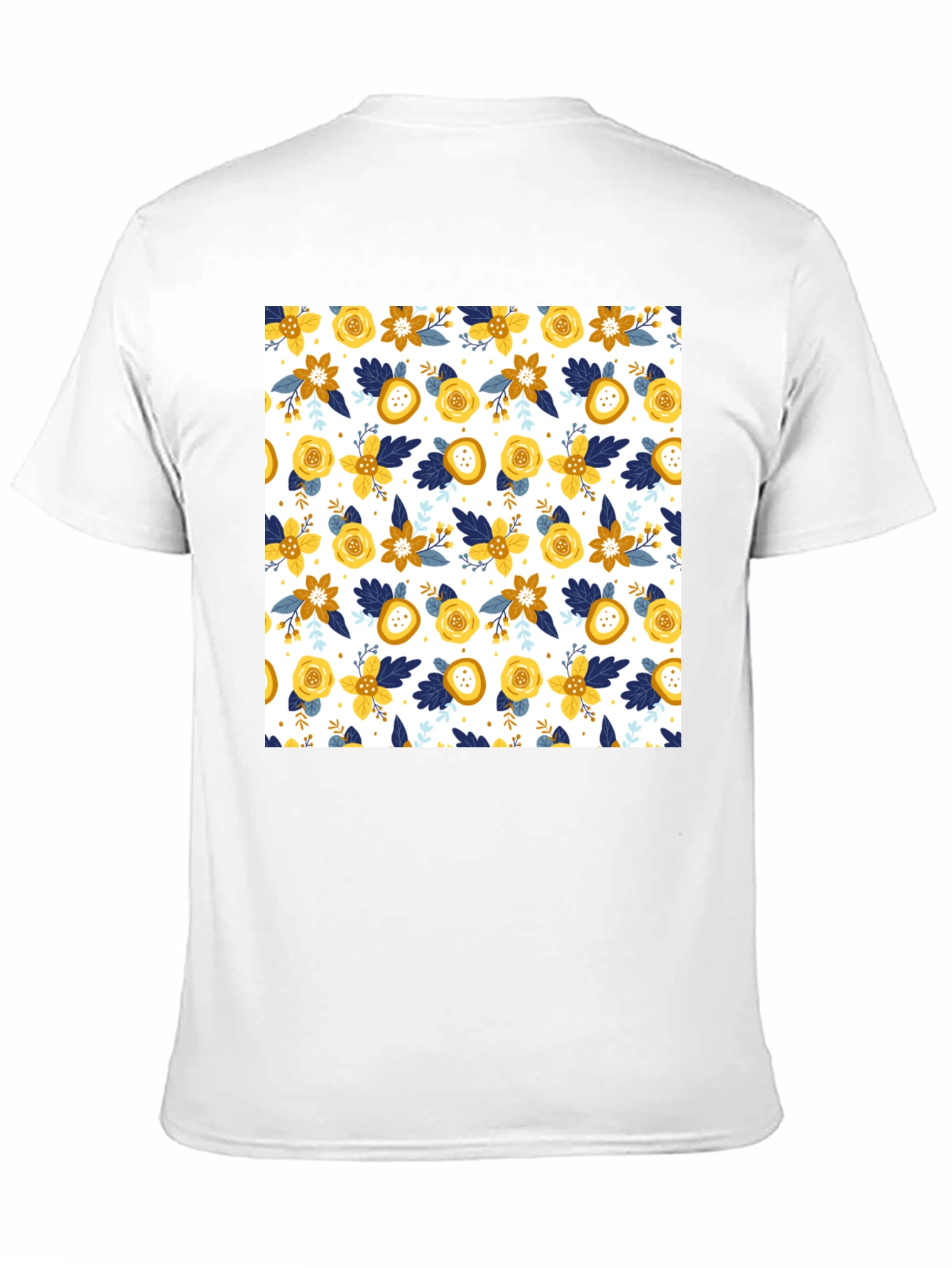 Floral Patterned Mens Black T-Shirt