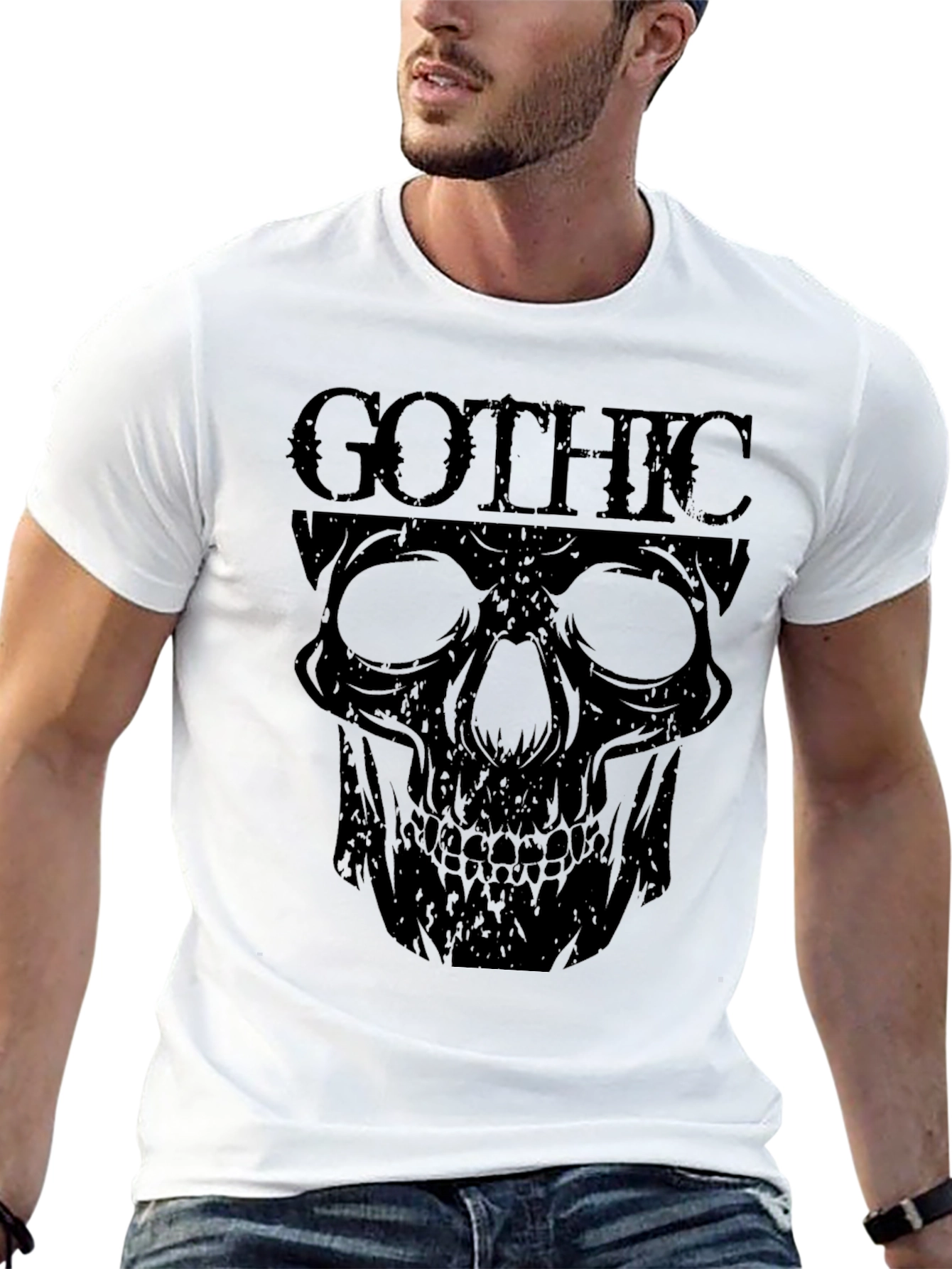 Gothic Skull Graphic T-Shirt - Mens Black Tee