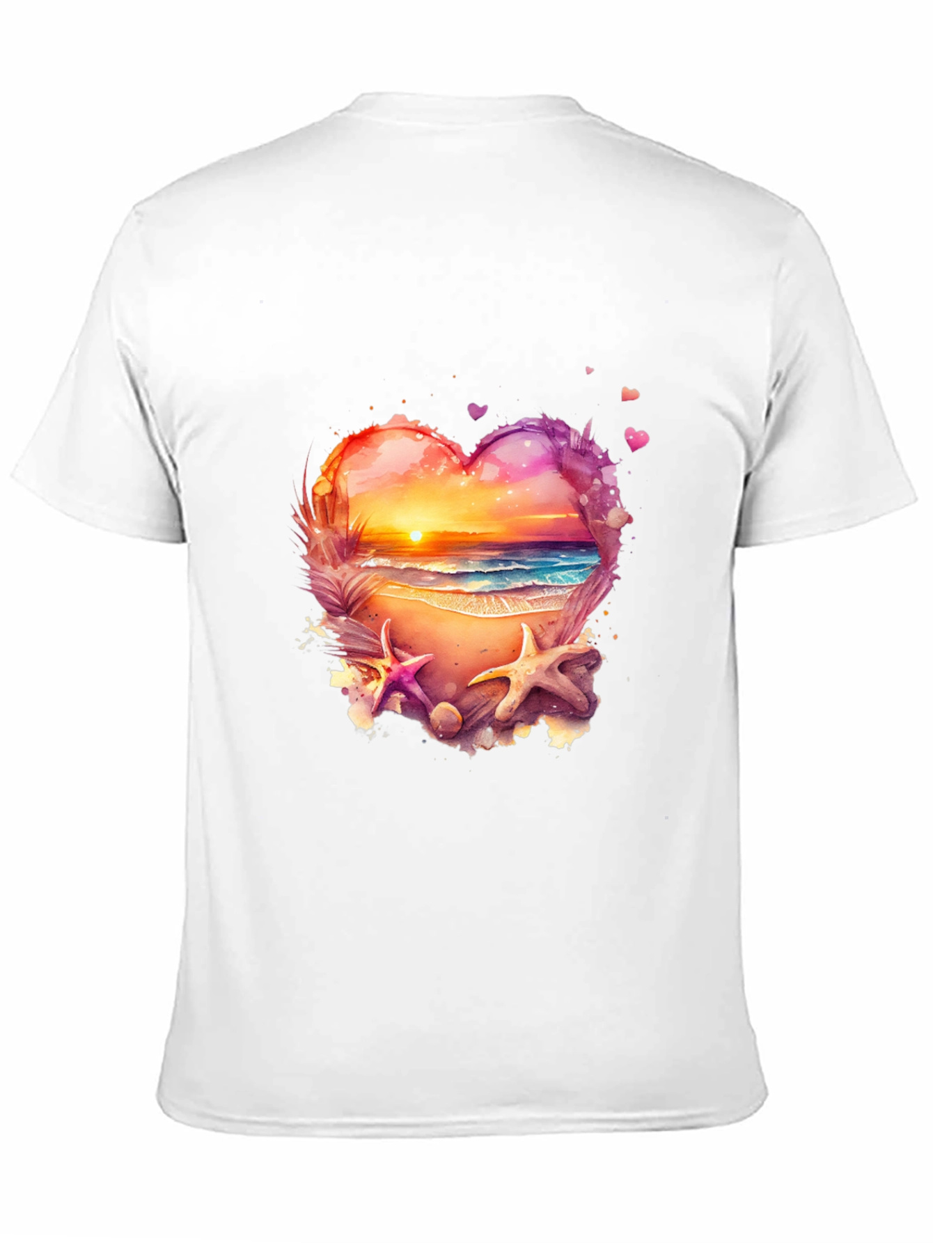 Beach Heart T-Shirt - Sunset Ocean Design