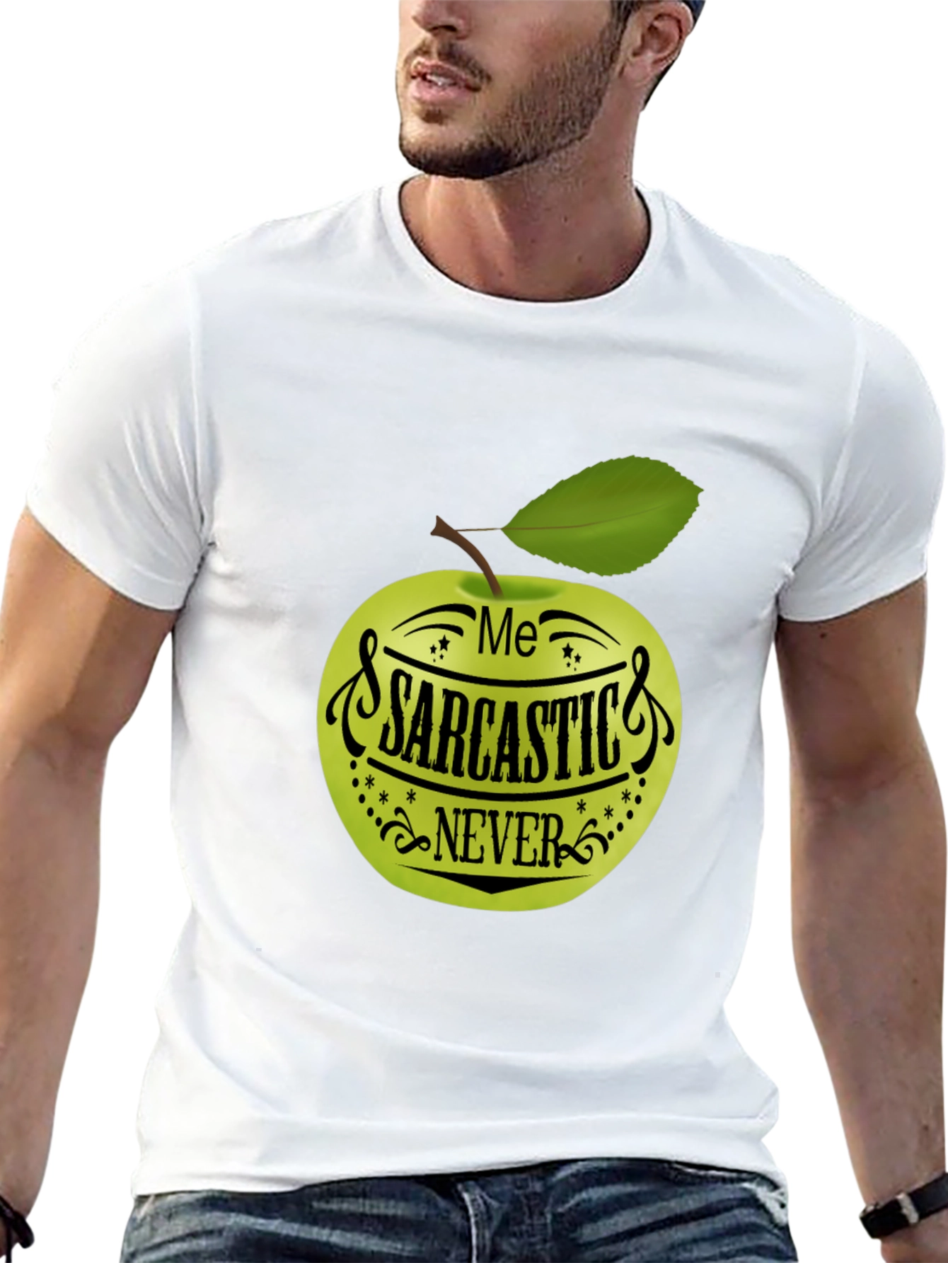 Sarcastic Never Apple Graphic T-Shirt