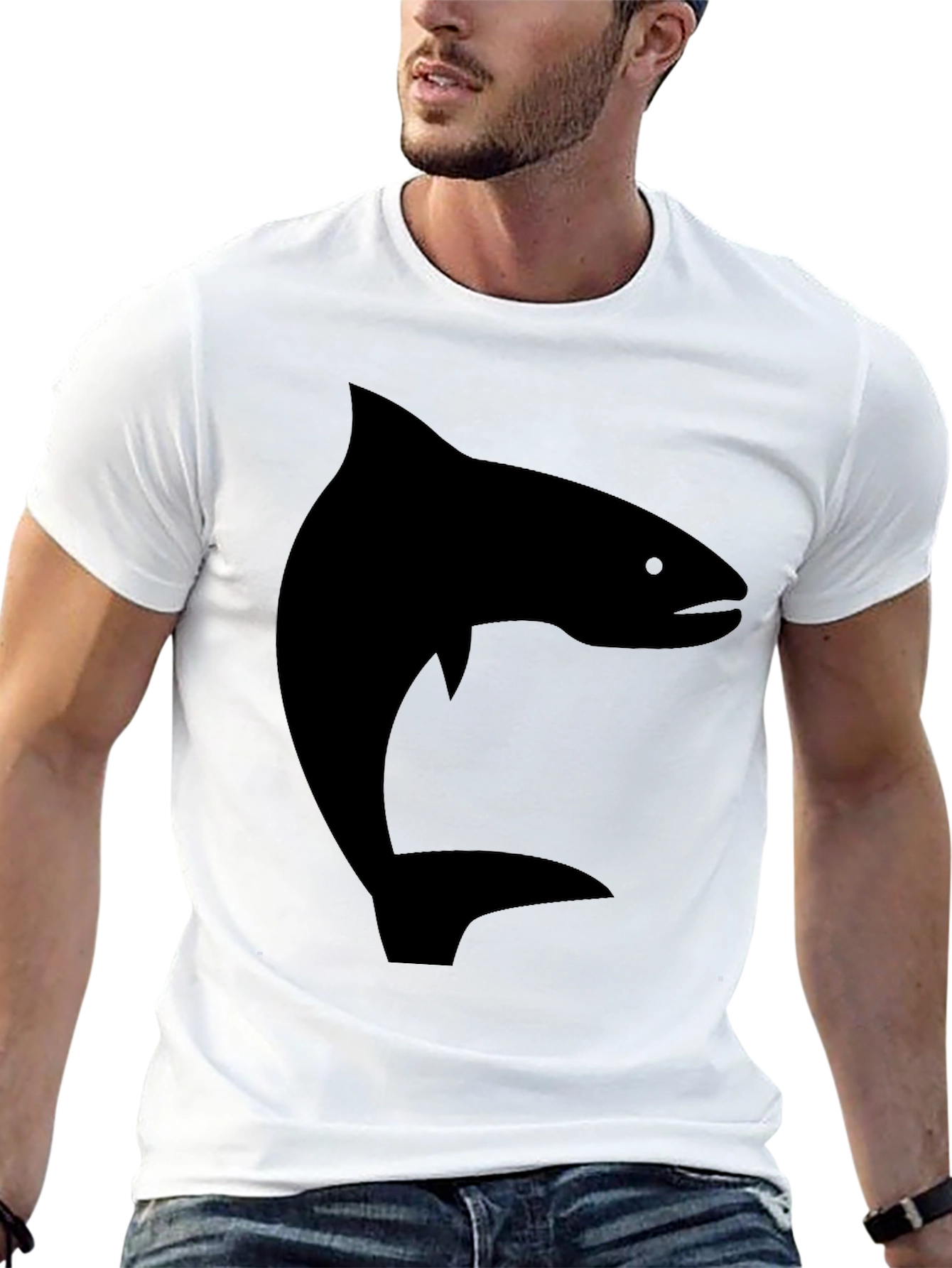Black Salmon Graphic Tee - Stylish Mens Casual Shirt
