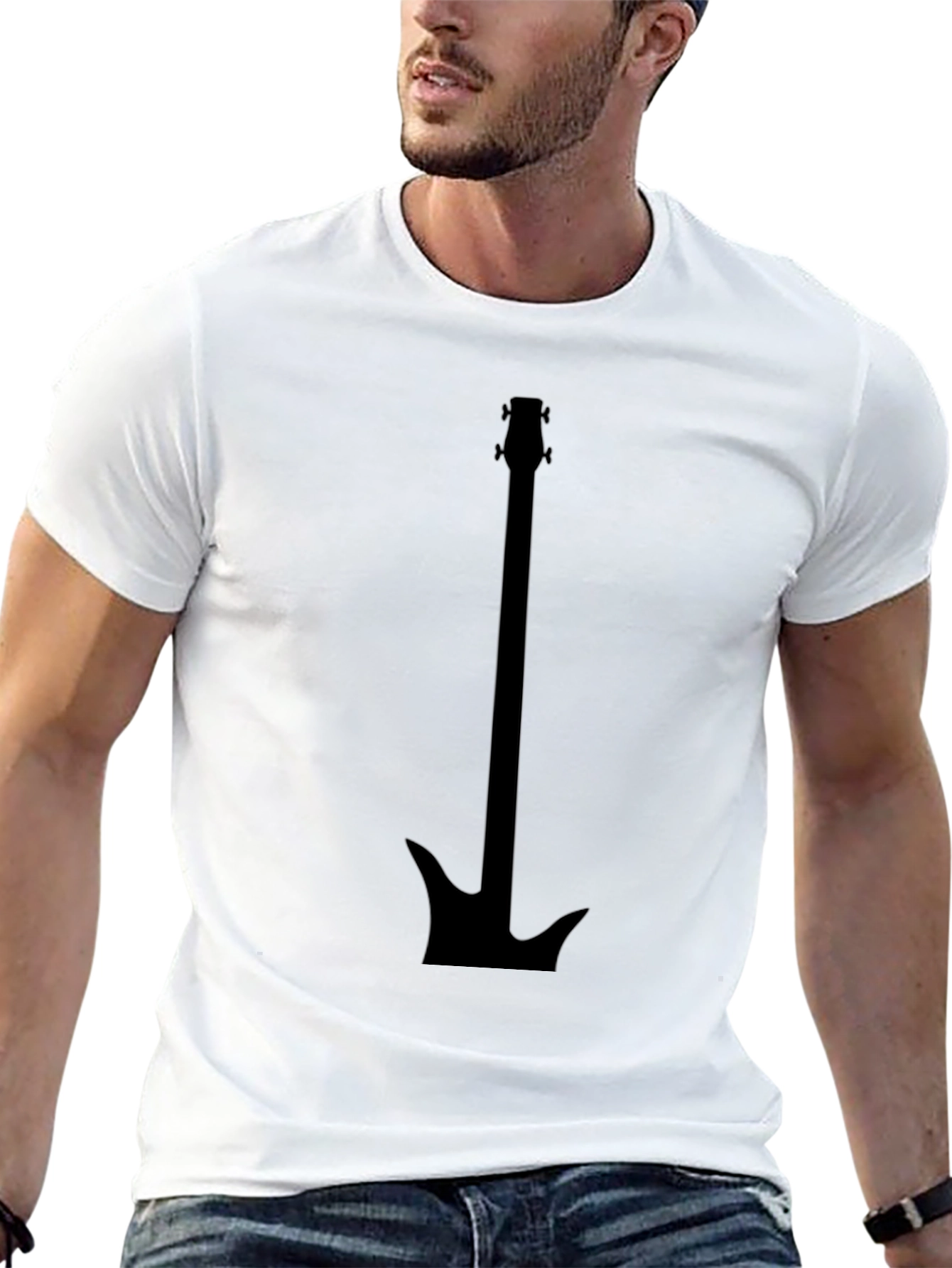 Black Guitar Graphic Tee - Rocker Style