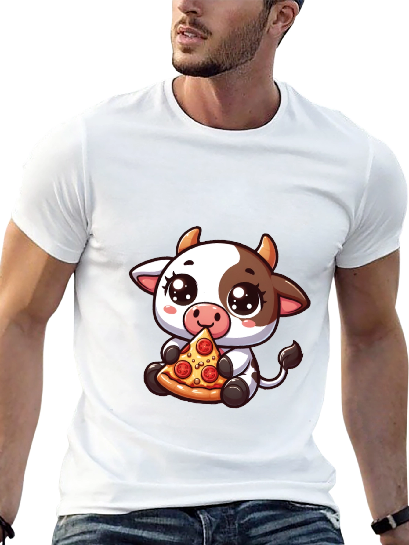 Cow Pizza Lover Black Tee