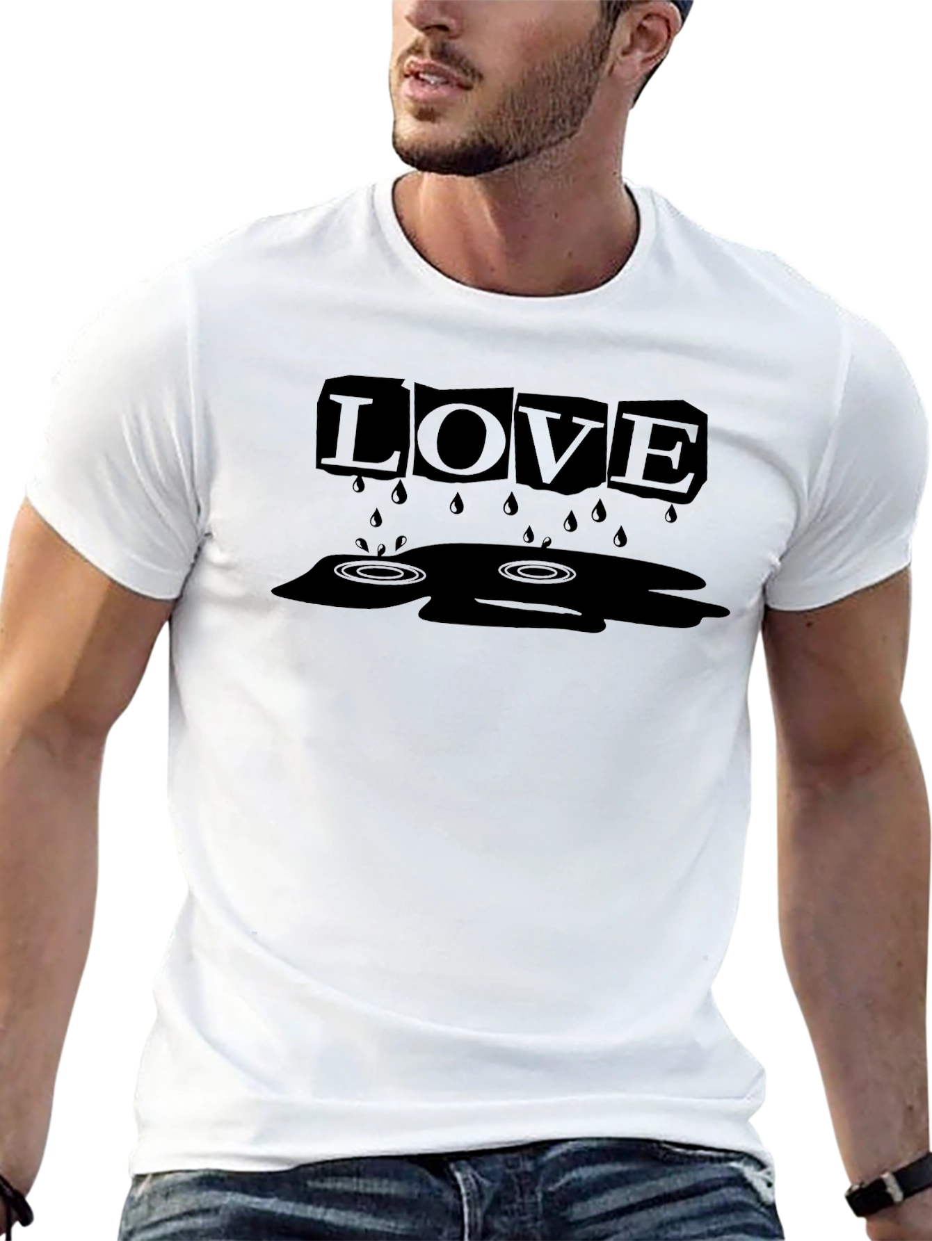 Mens Black LOVE Graphic Tee