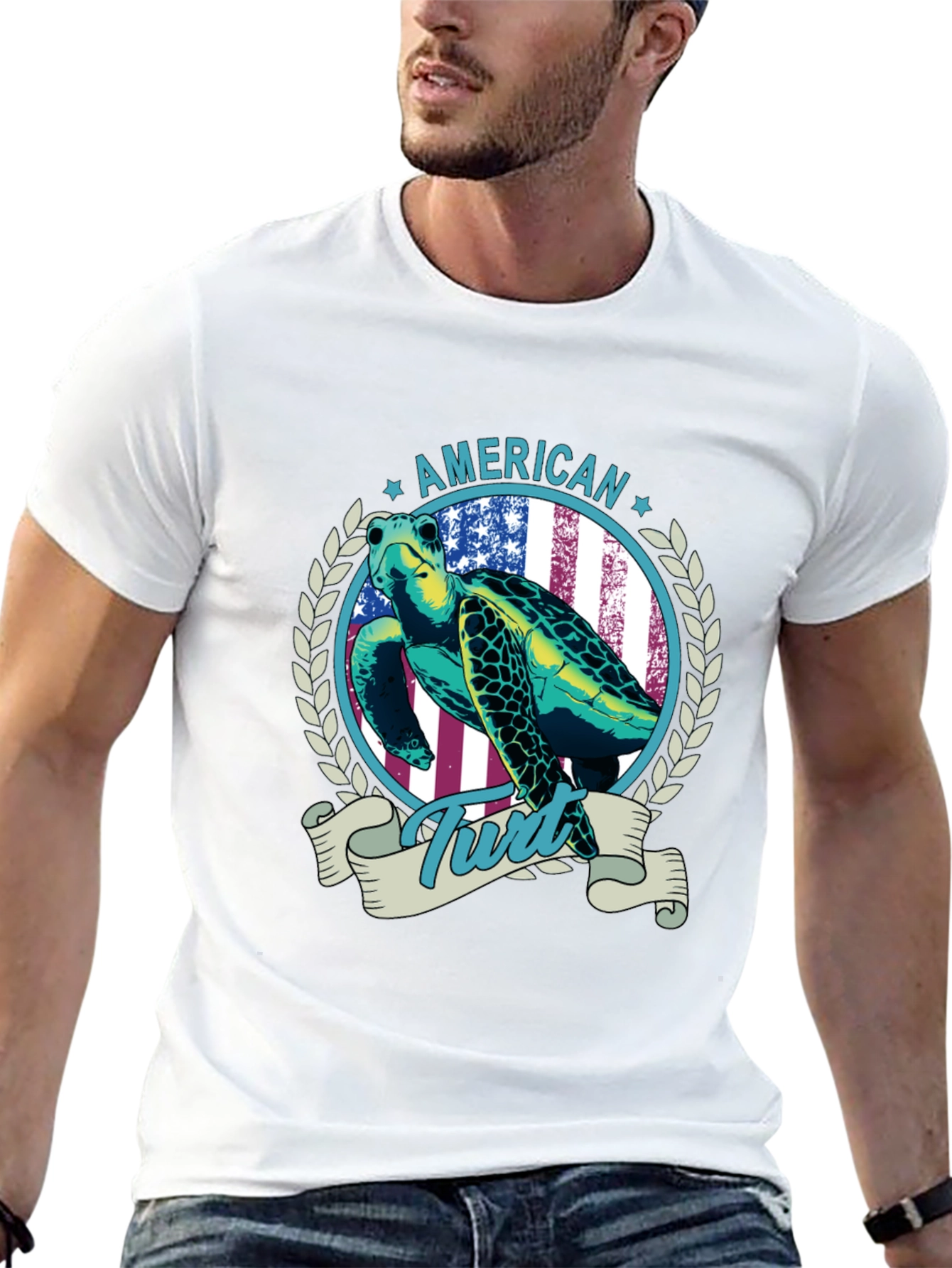 American Turtle Graphic Tee - Patriotic Design