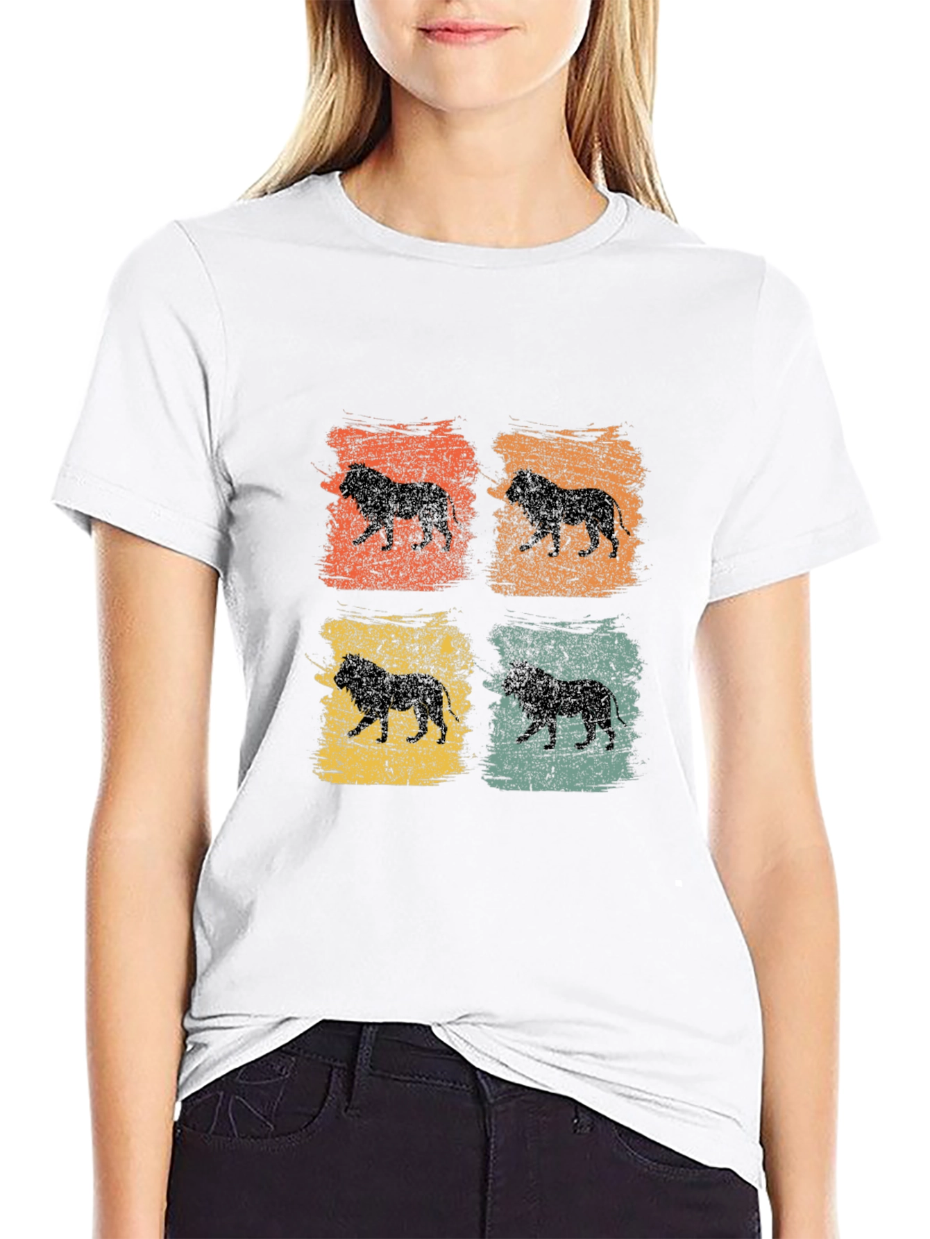 Retro Lion Graphic Tee - Mens Black T-Shirt