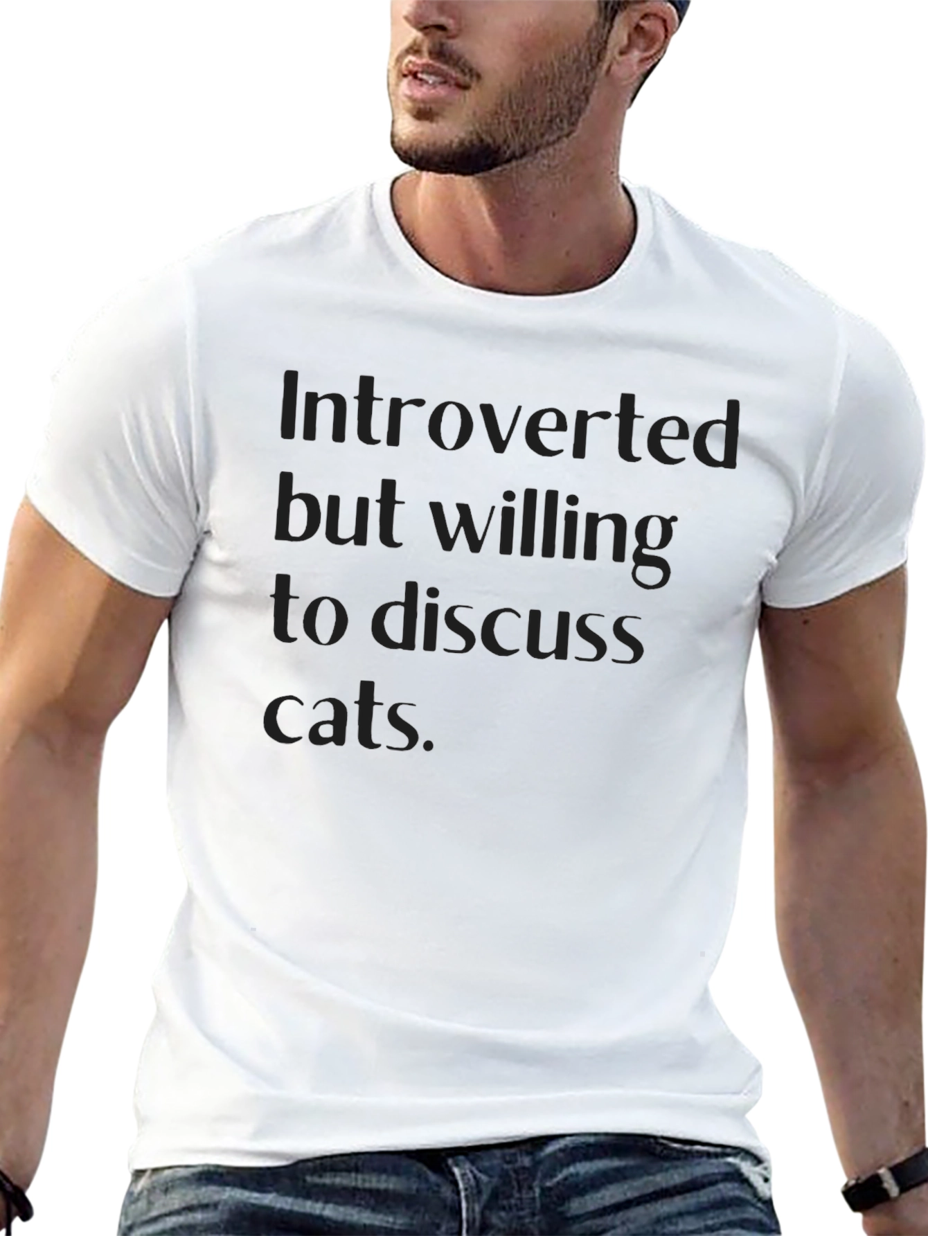 Introverted Cat Lover Black T-Shirt
