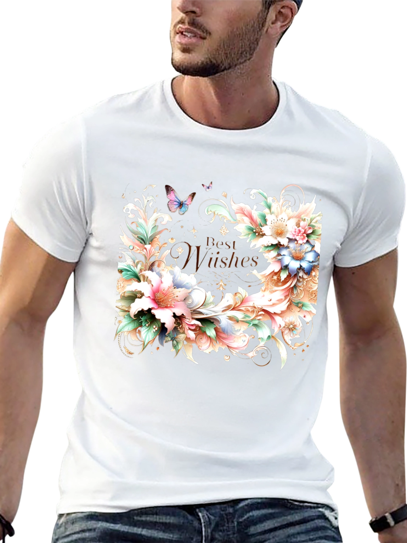 Floral Best Wishes Graphic T-Shirt