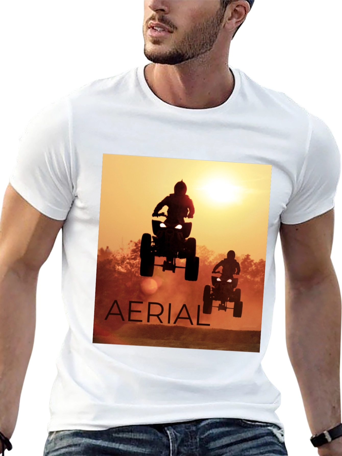 Aerial ATV Sunset Black T-Shirt
