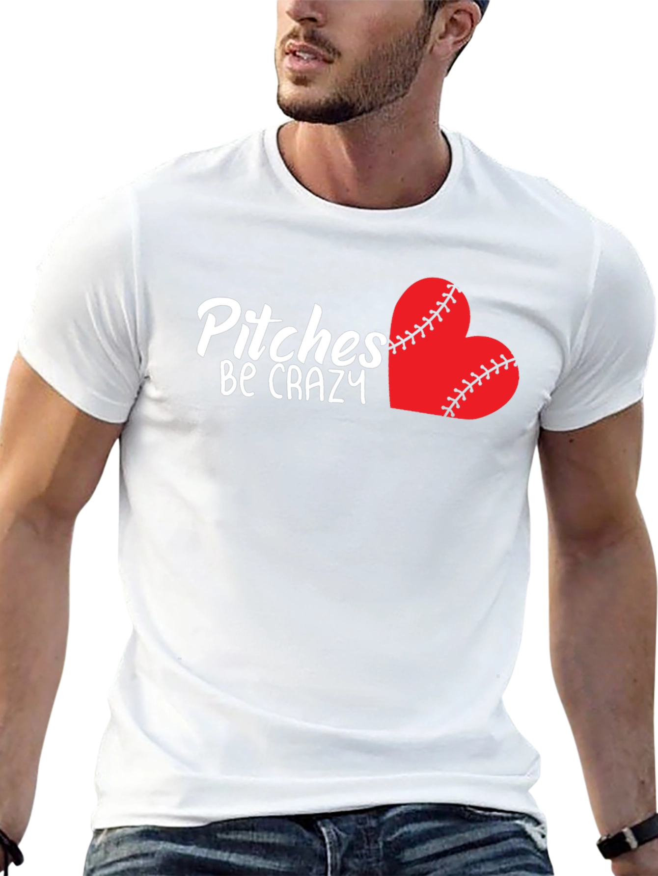 Pitches Be Crazy Baseball Heart T-Shirt