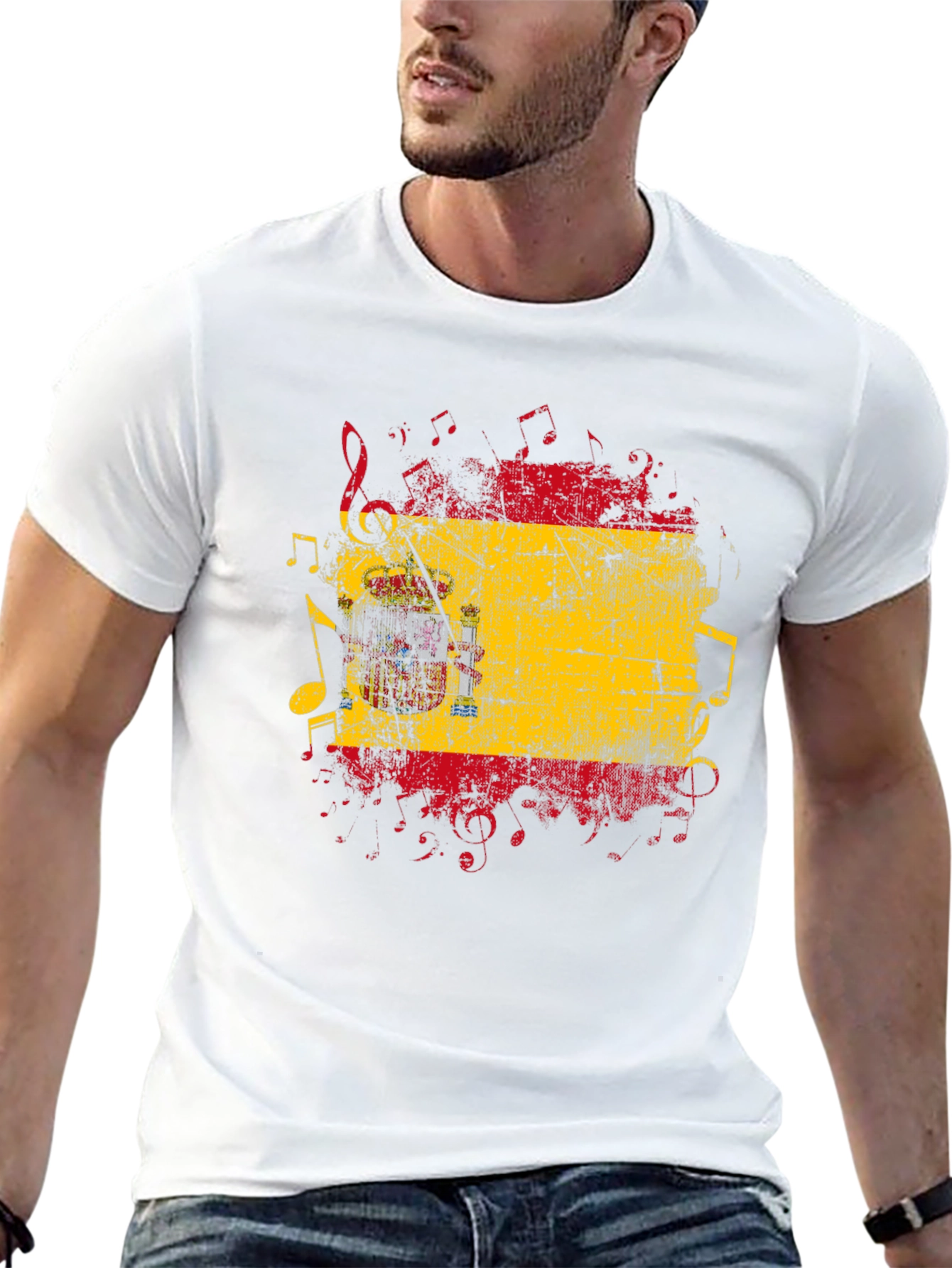Spanish Flag Music Notes Graphic Tee