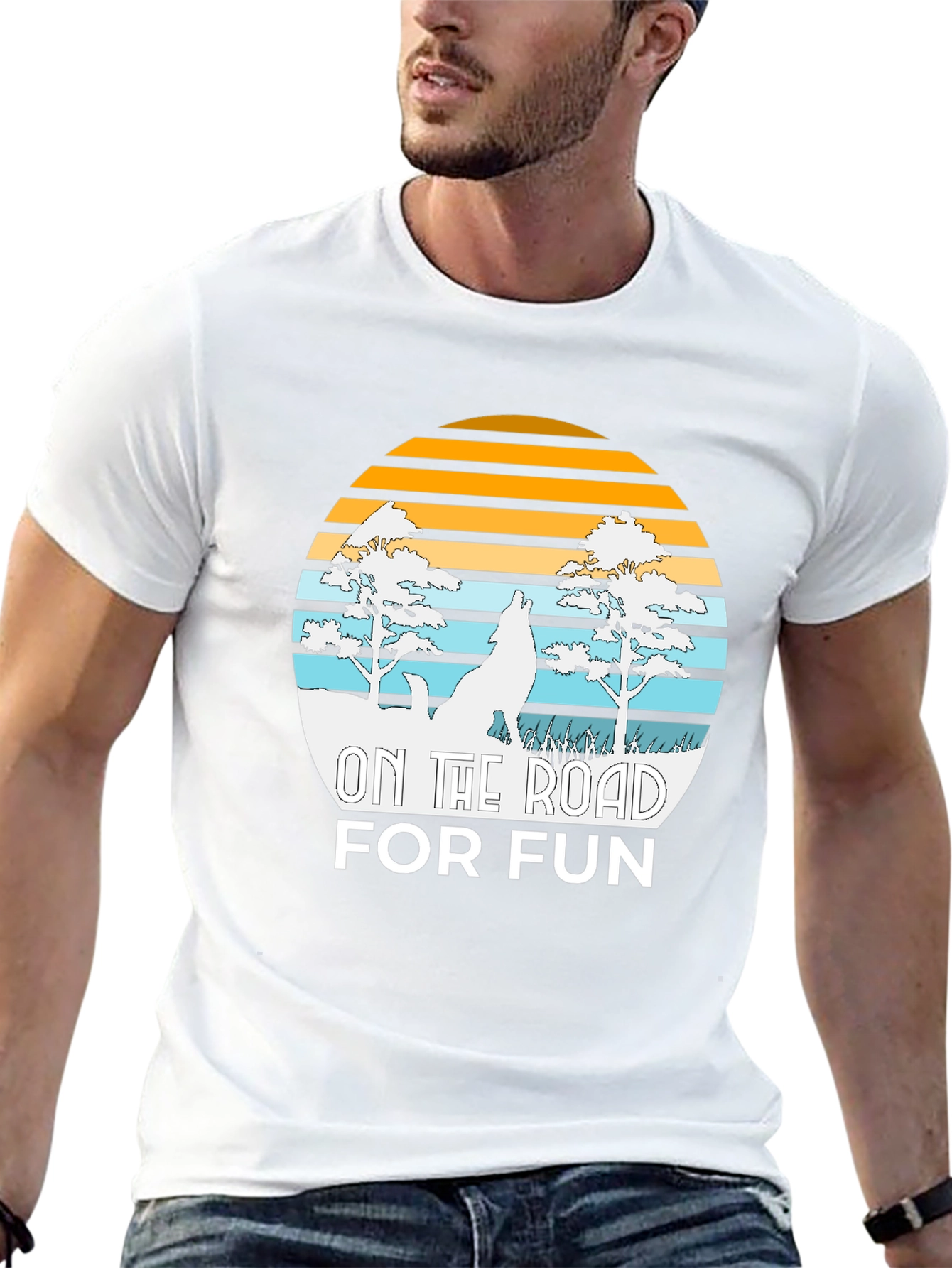 On The Road For Fun Wolf Graphic Tee