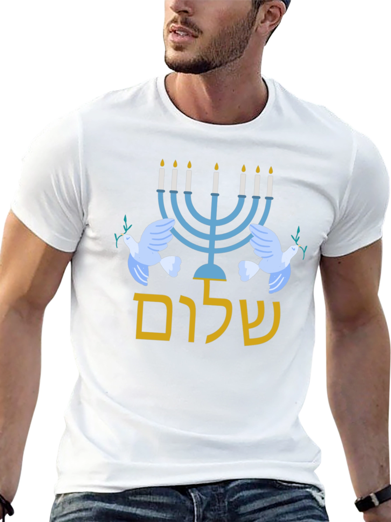 Shalom Hanukkah Peace Dove Graphic T-Shirt