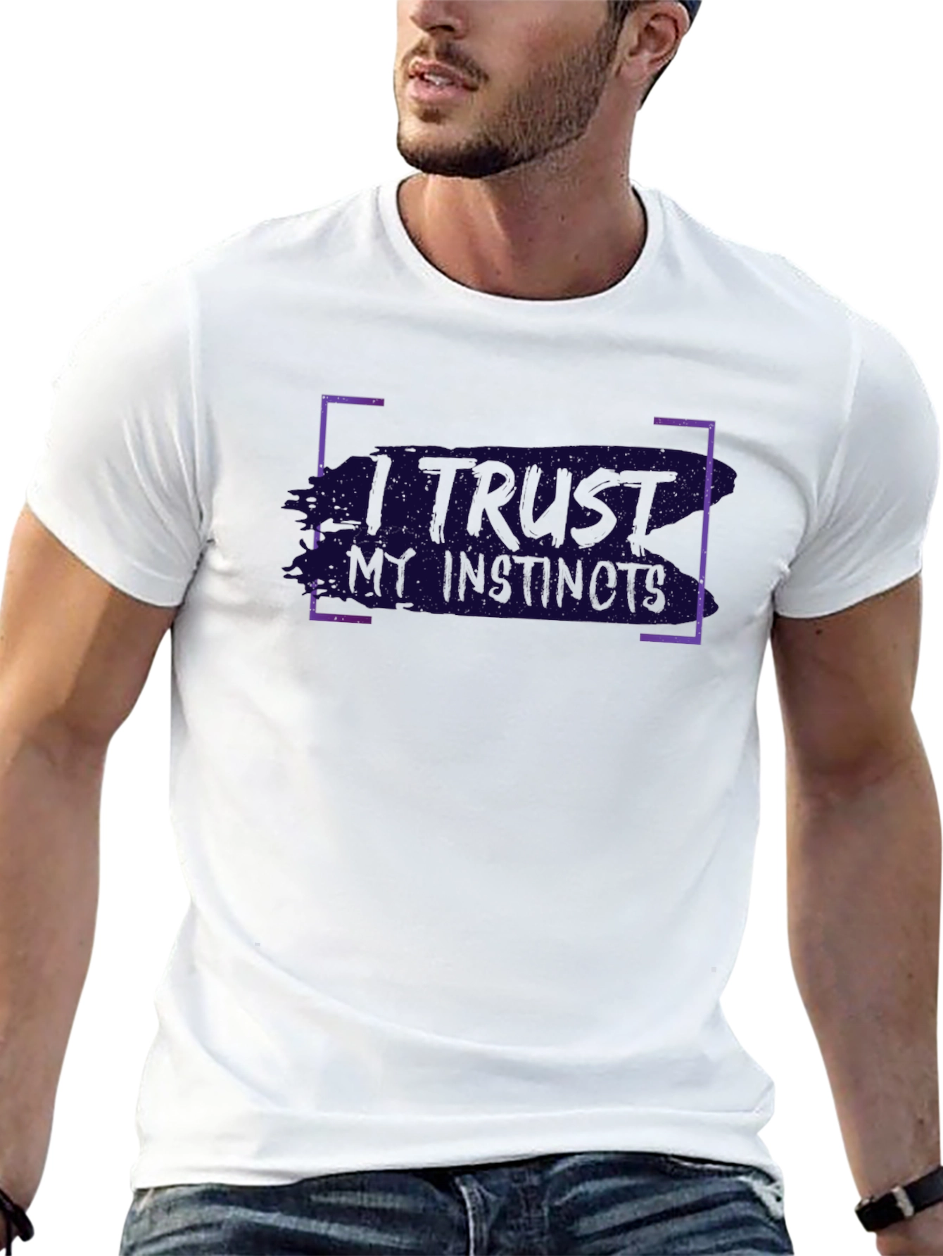 I Trust My Instincts Mens Black Graphic T-Shirt