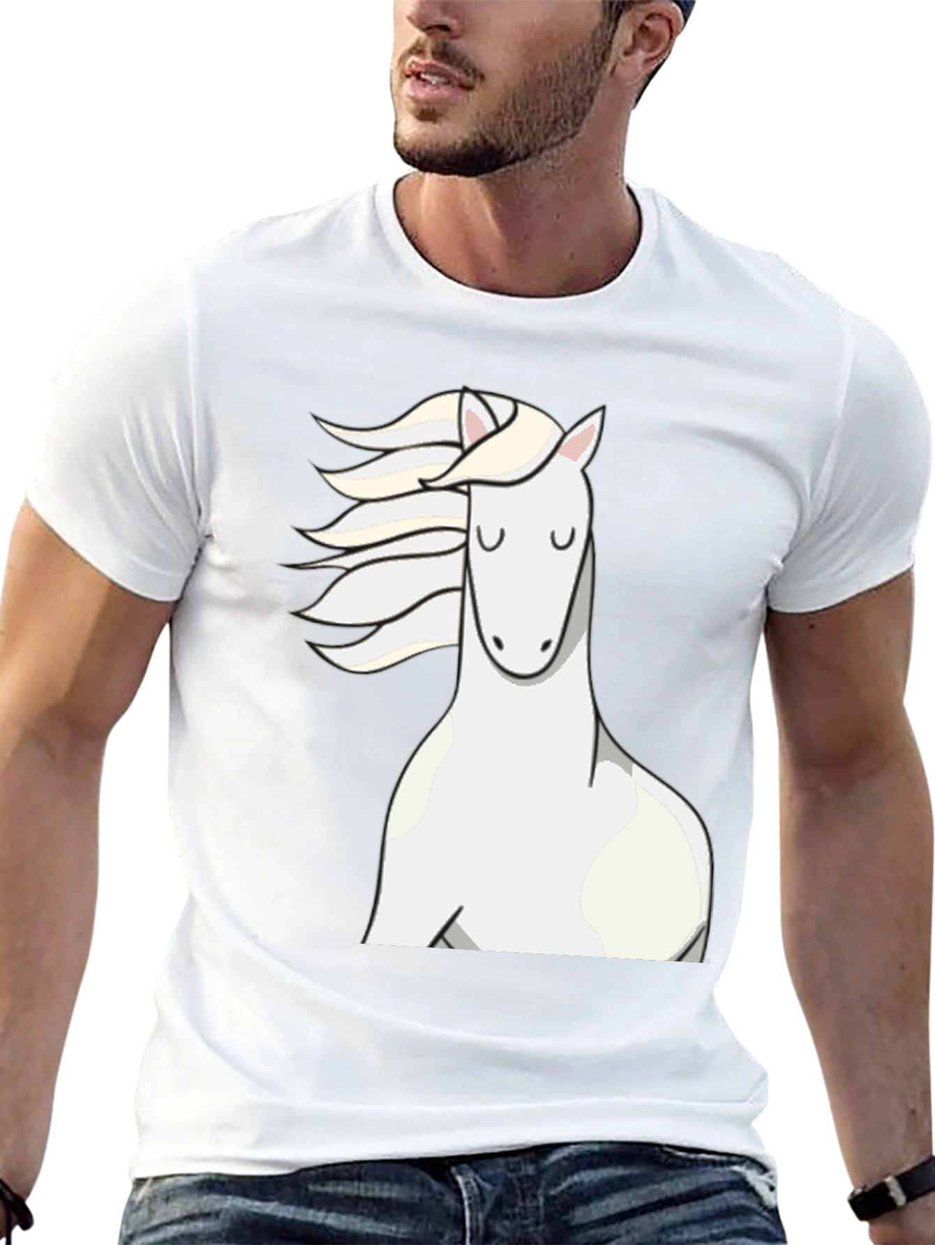 Black T-Shirt with Horse Graphic