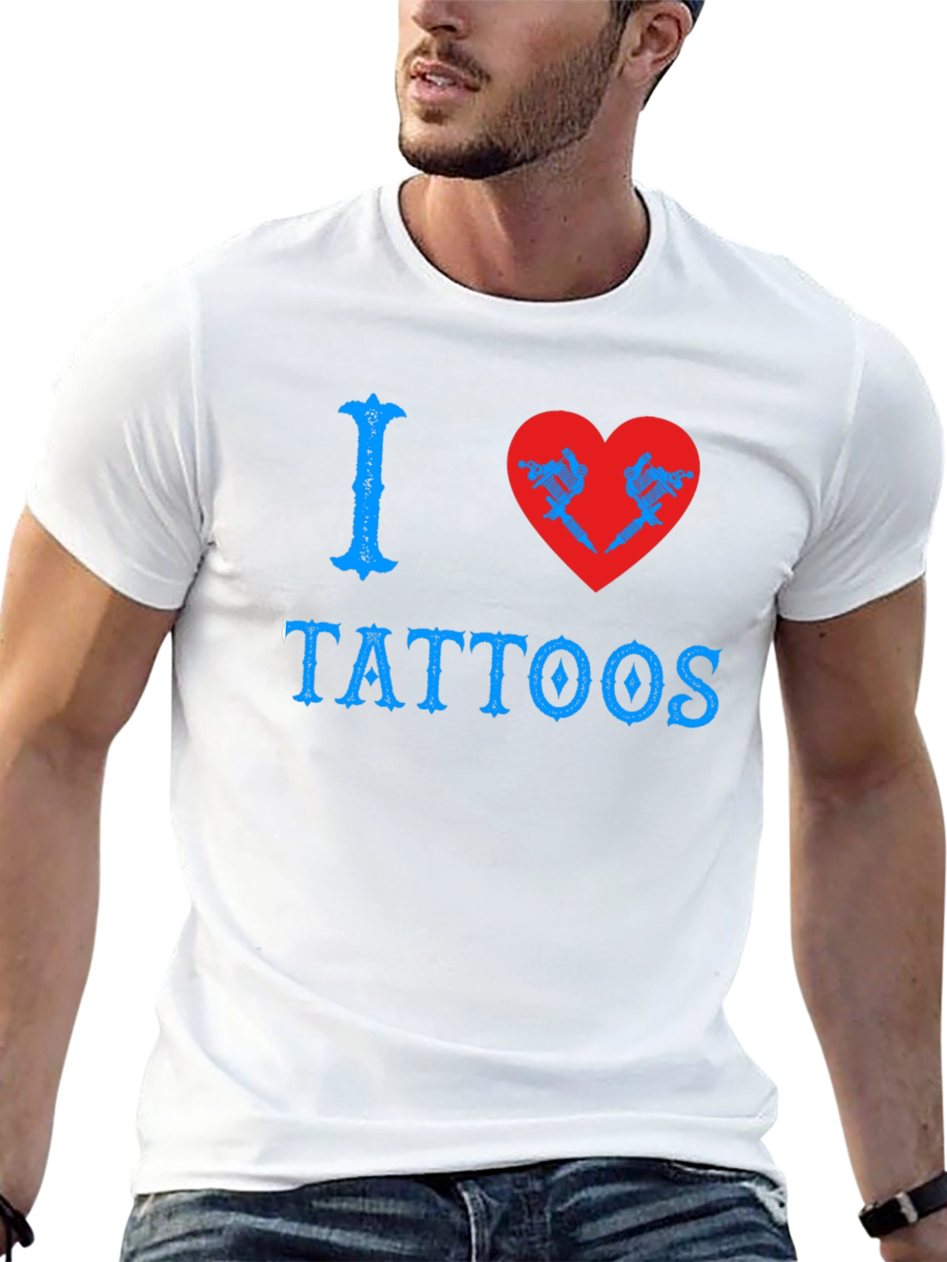 I Love Tattoos Graphic Print T-Shirt