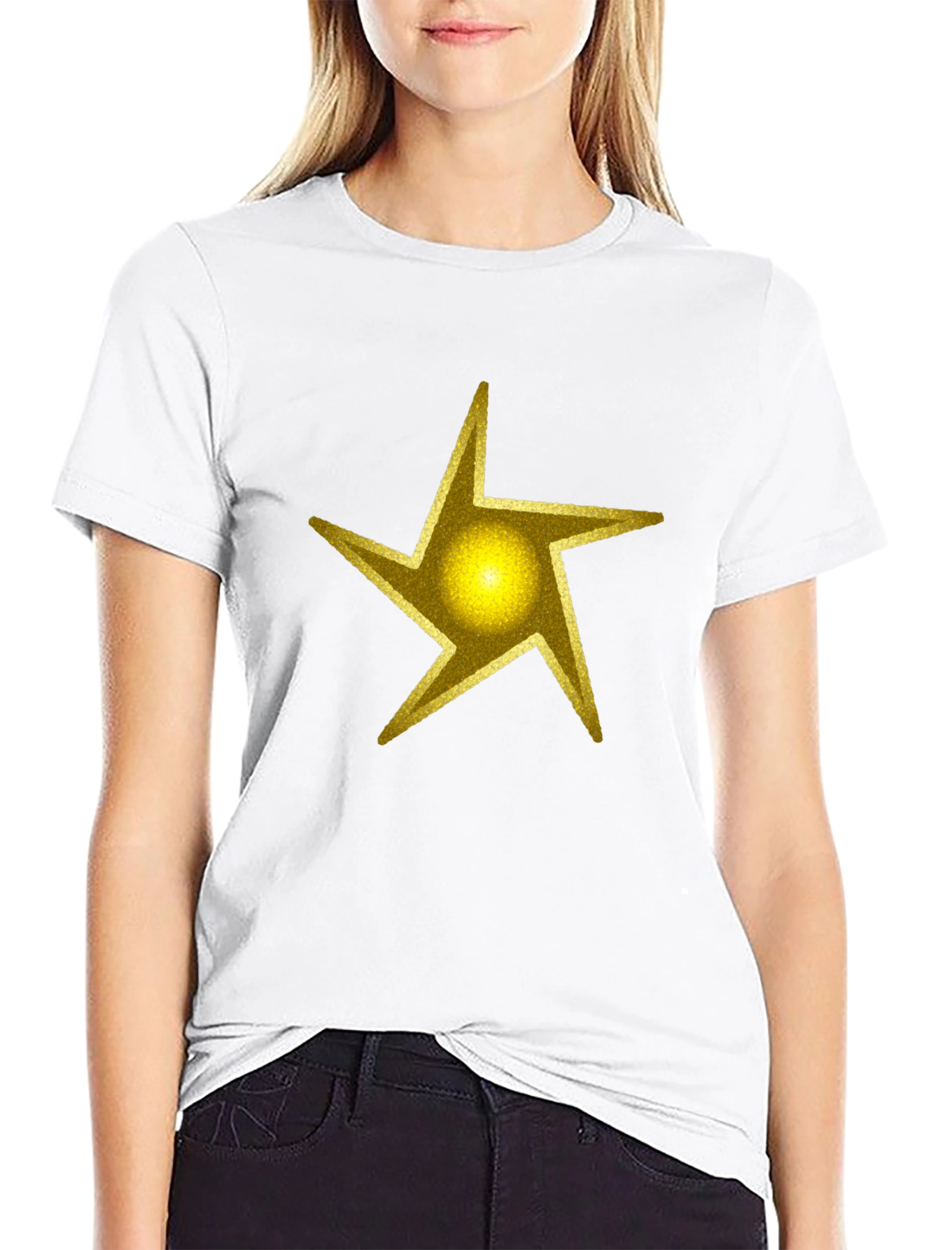 Golden Star Graphic Black T-Shirt